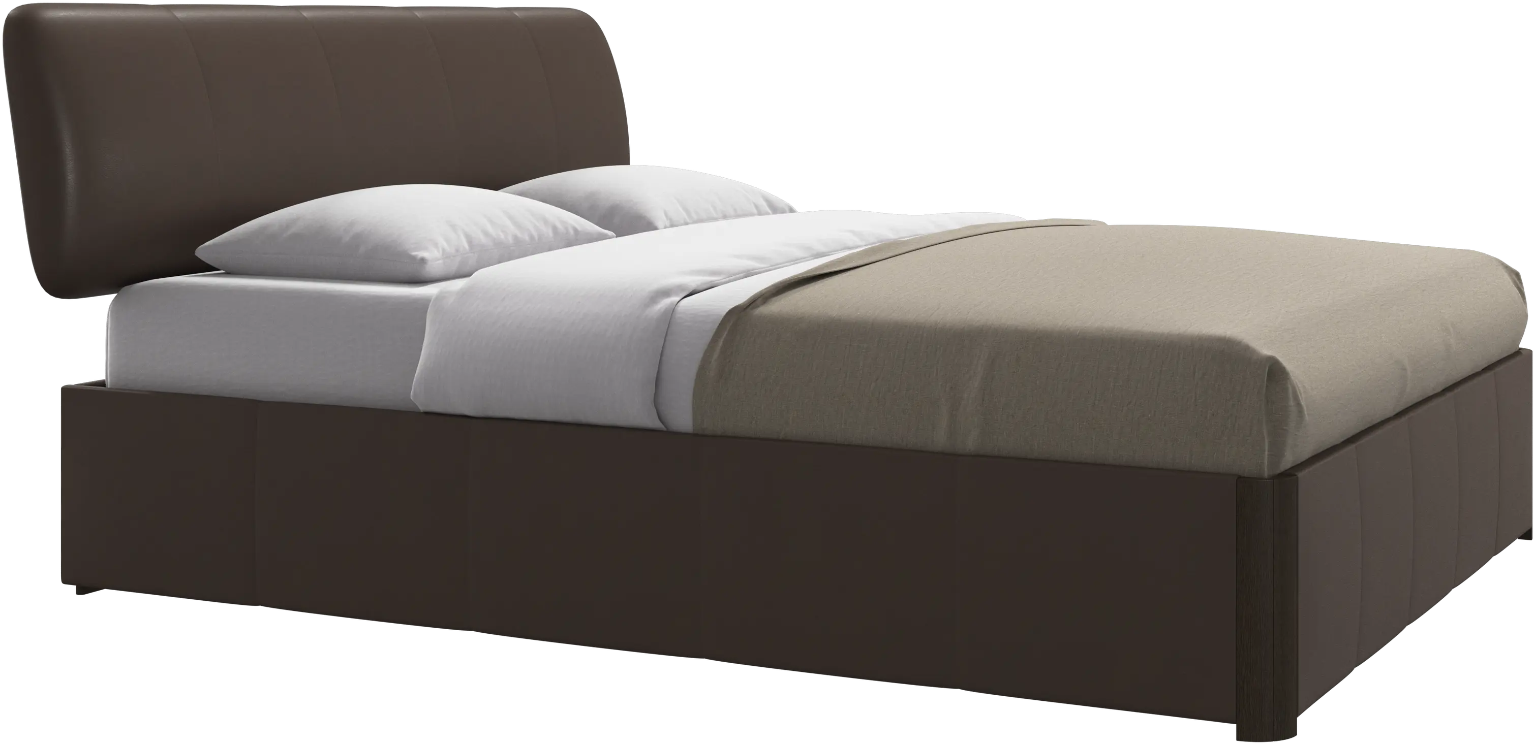 Element lit, tête de lit fixée au lit, avec lattes et solution de stockage, excl. matelas