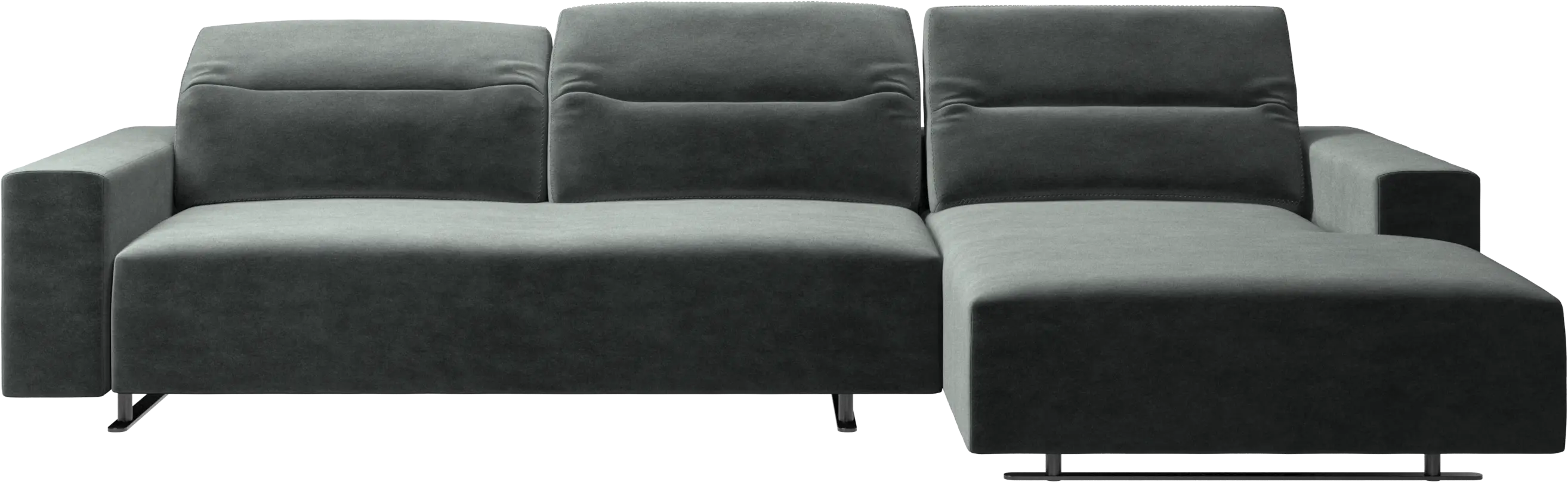 Hampton sofa with adjustable back, resting unit and storage right side
