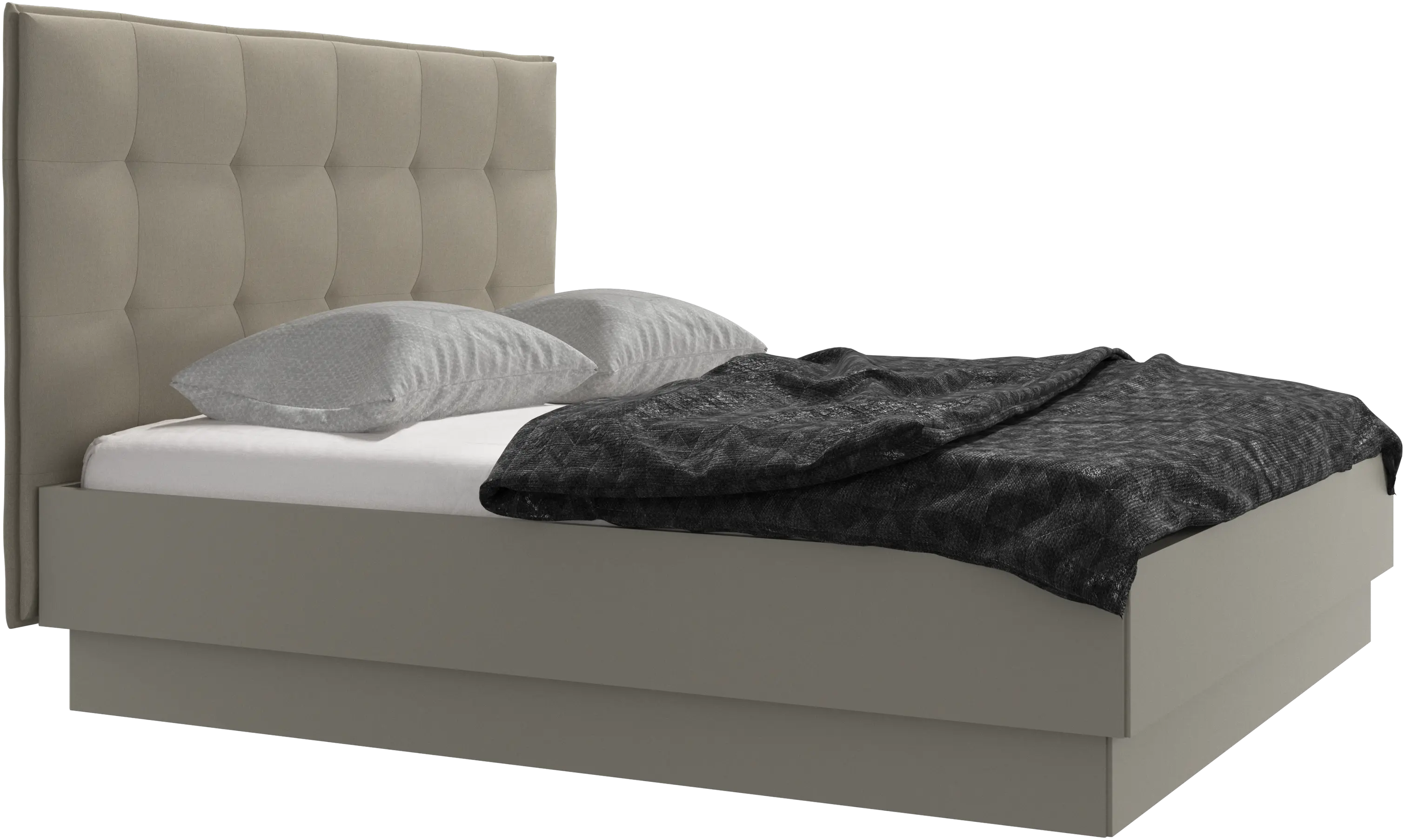 Lugano bed met opbergruimte en omhoogklappend frame en lattenbodem, excl. matras