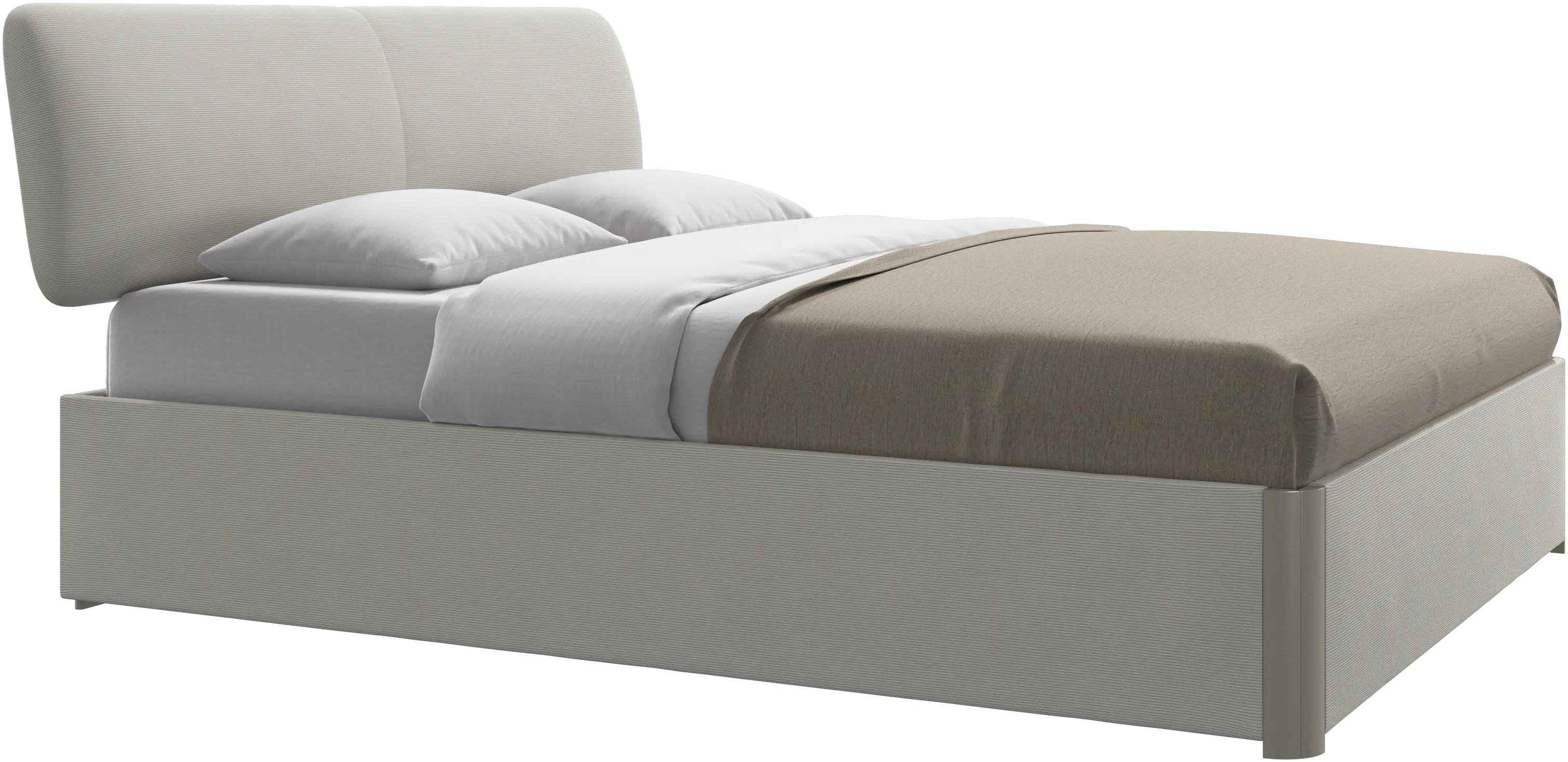 Element lit, tête de lit fixée au lit, avec lattes et solution de stockage, excl. matelas