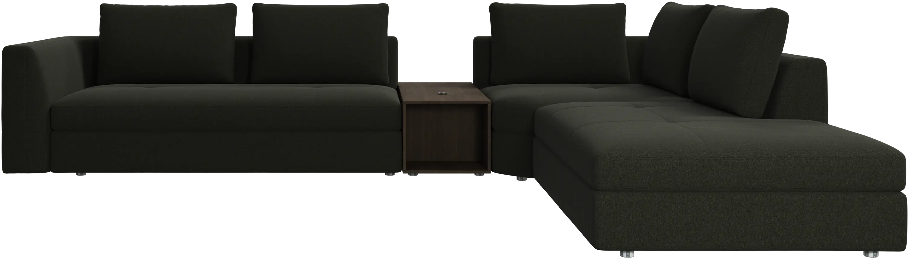 Bergamo corner sofa with lounging unit and footstool w/storage