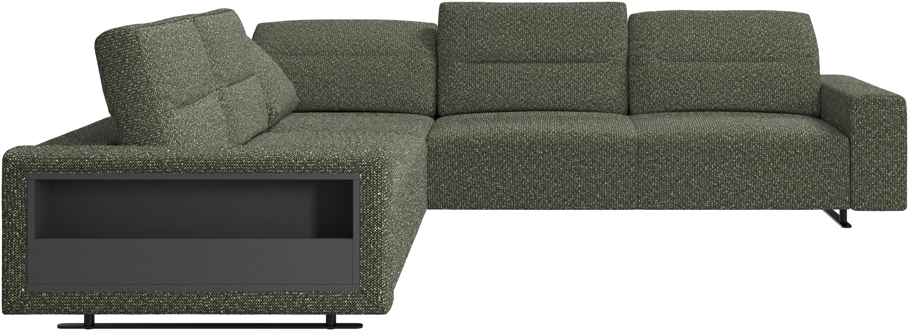 Hampton corner sofa with adjustable back and storage on left side