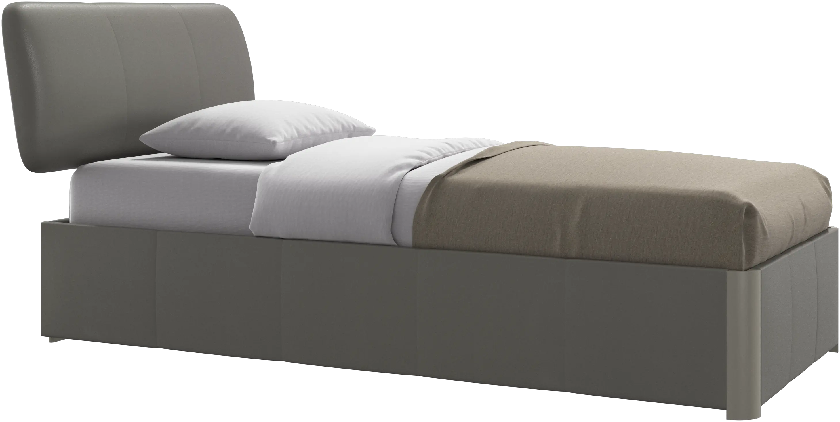 Element lit, tête de lit fixée au lit, avec lattes et solution de stockage, excl. matelas