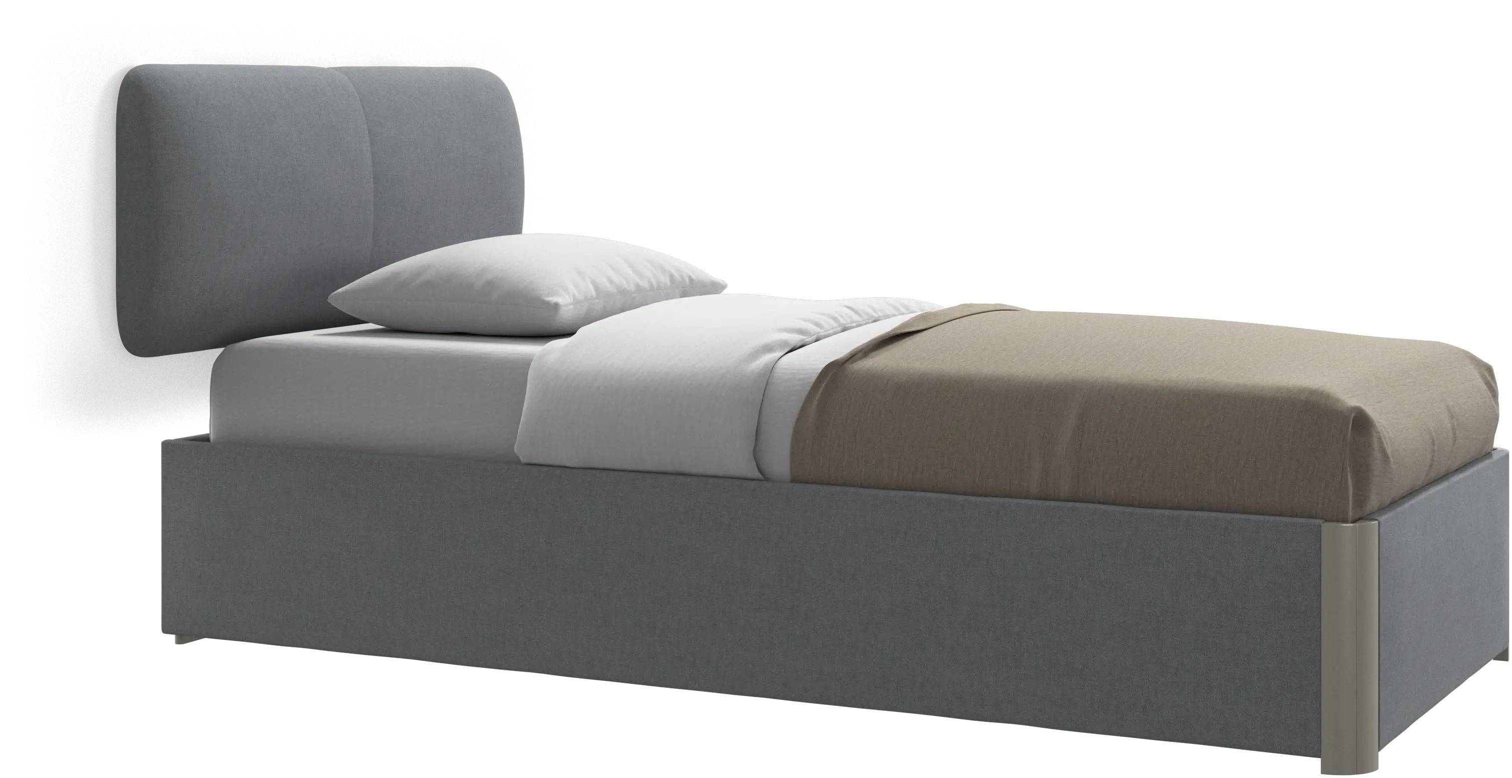 Element bed, wall-mounted headboard, with slats and storage solution, excl. mattress