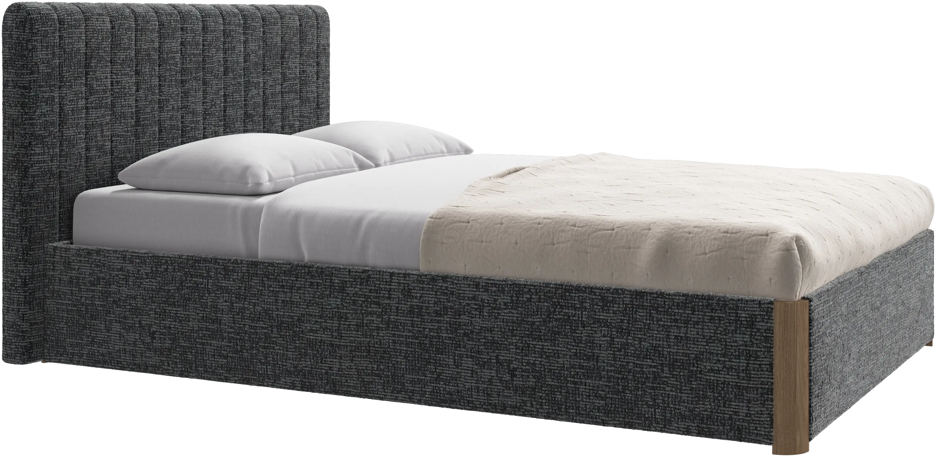 Element bed, bed-mounted headboard, with slats and storage solution, excl. mattress
