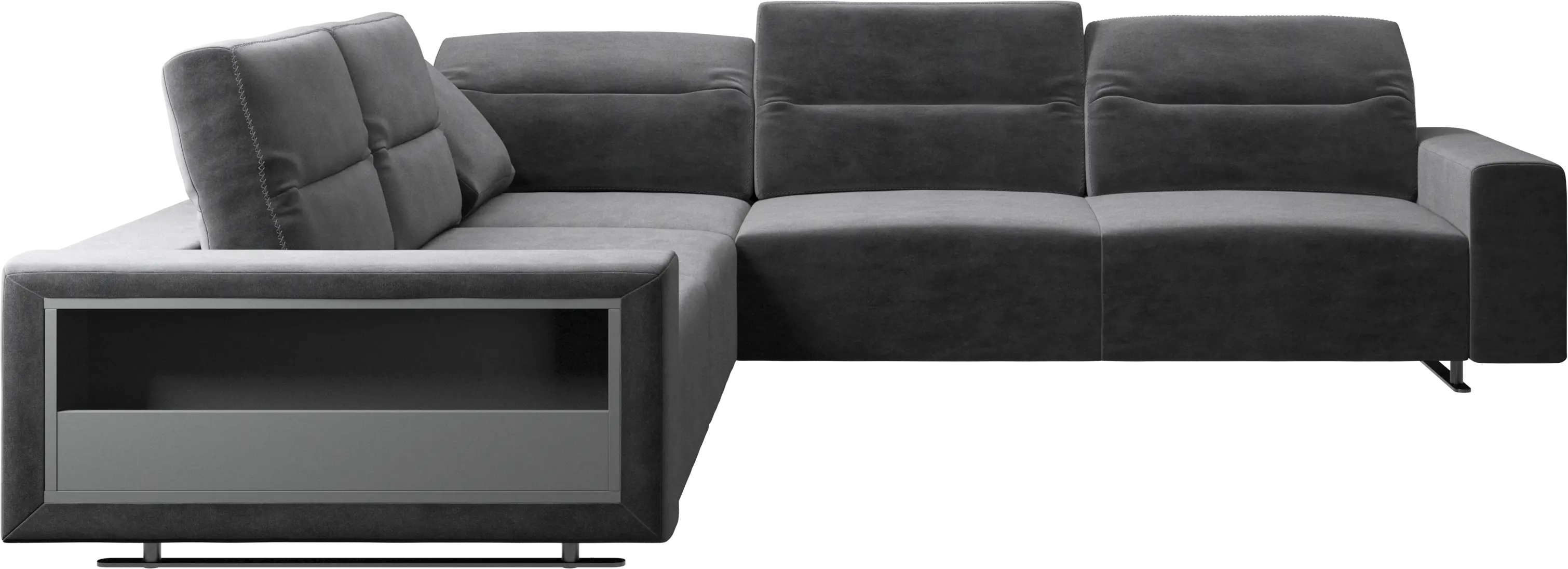 Hampton corner sofa with adjustable back and storage on left side