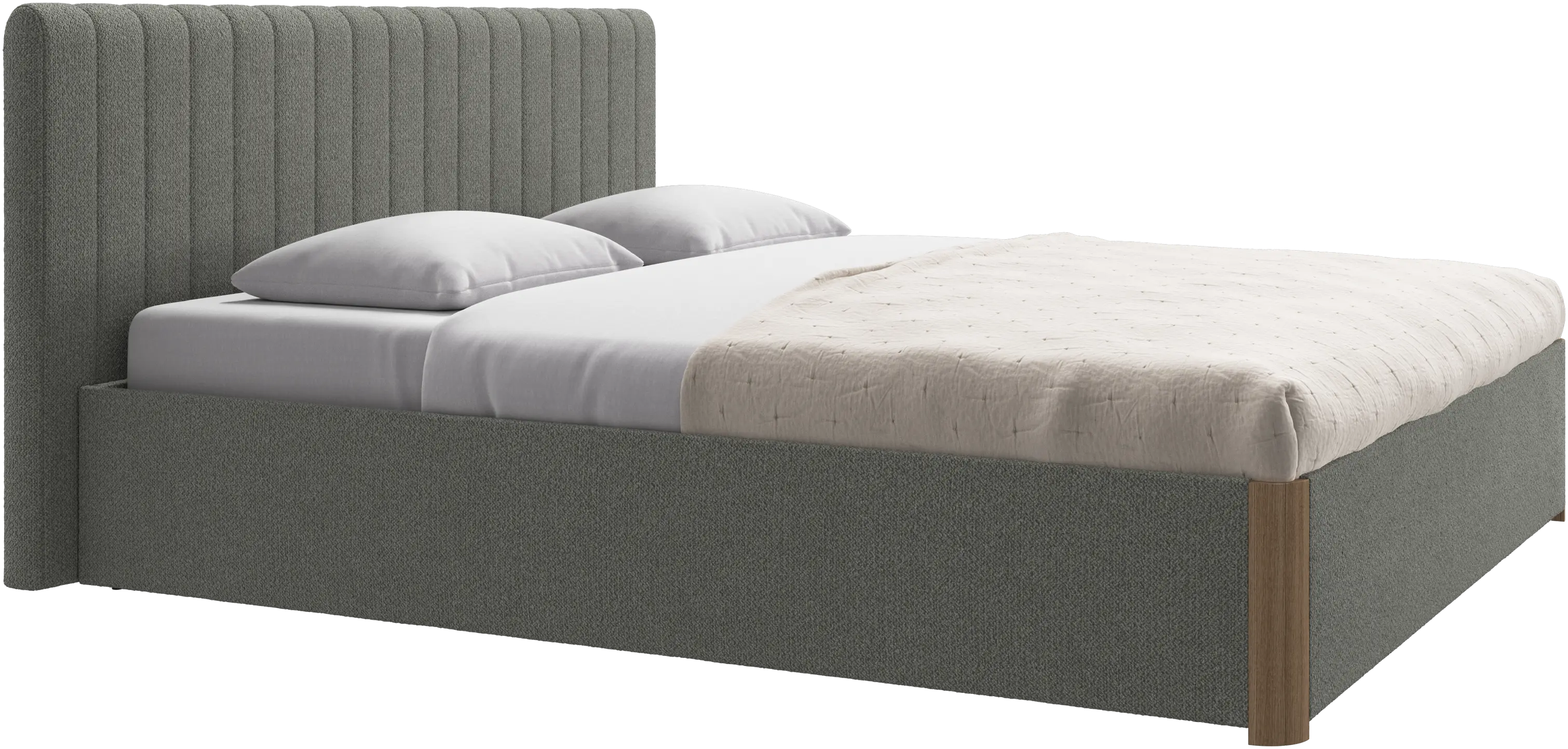 Element cama, cabecero montado en la cama, con láminas y solución de almacenamiento, excl. colchón