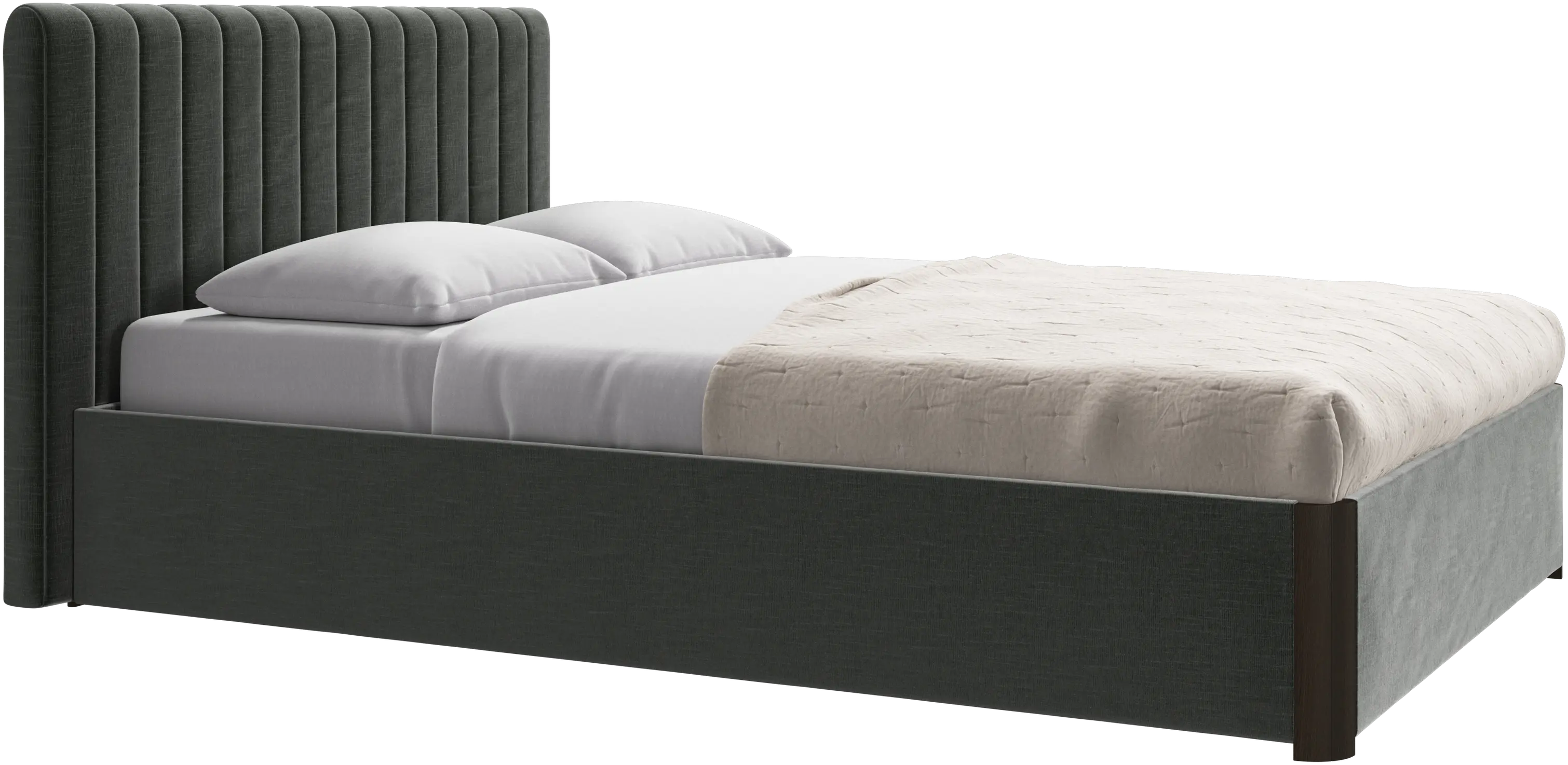 Element bed, bed-mounted headboard, with slats and storage solution, excl. mattress