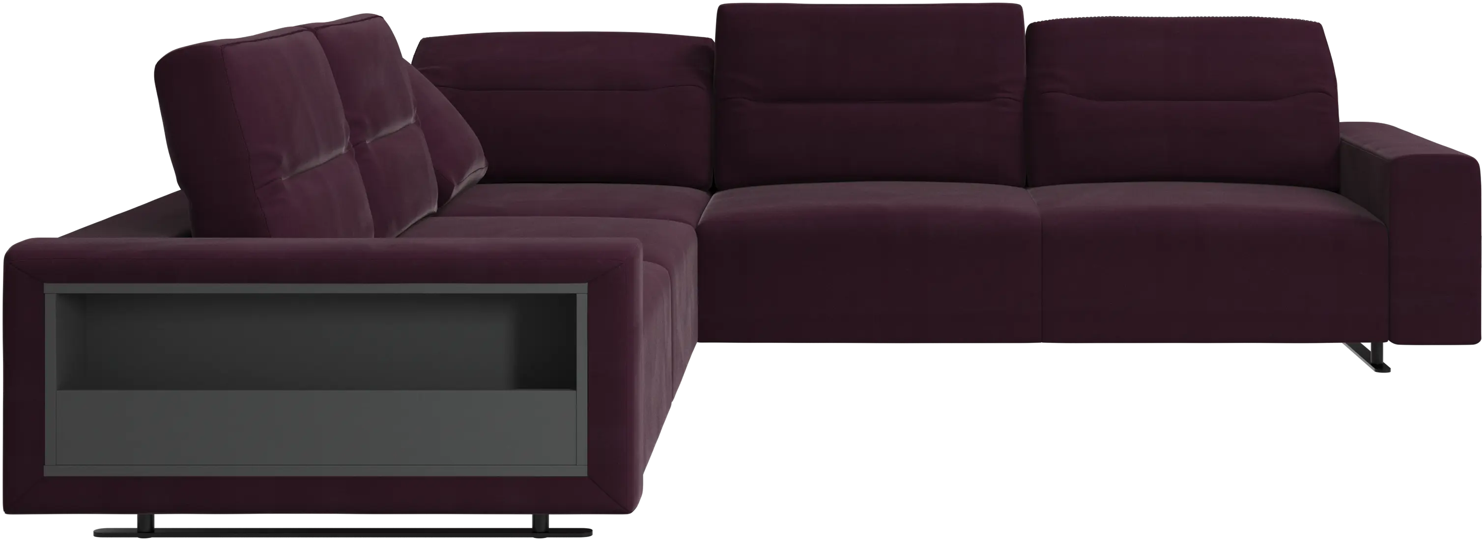 Hampton corner sofa with adjustable back and storage on left side