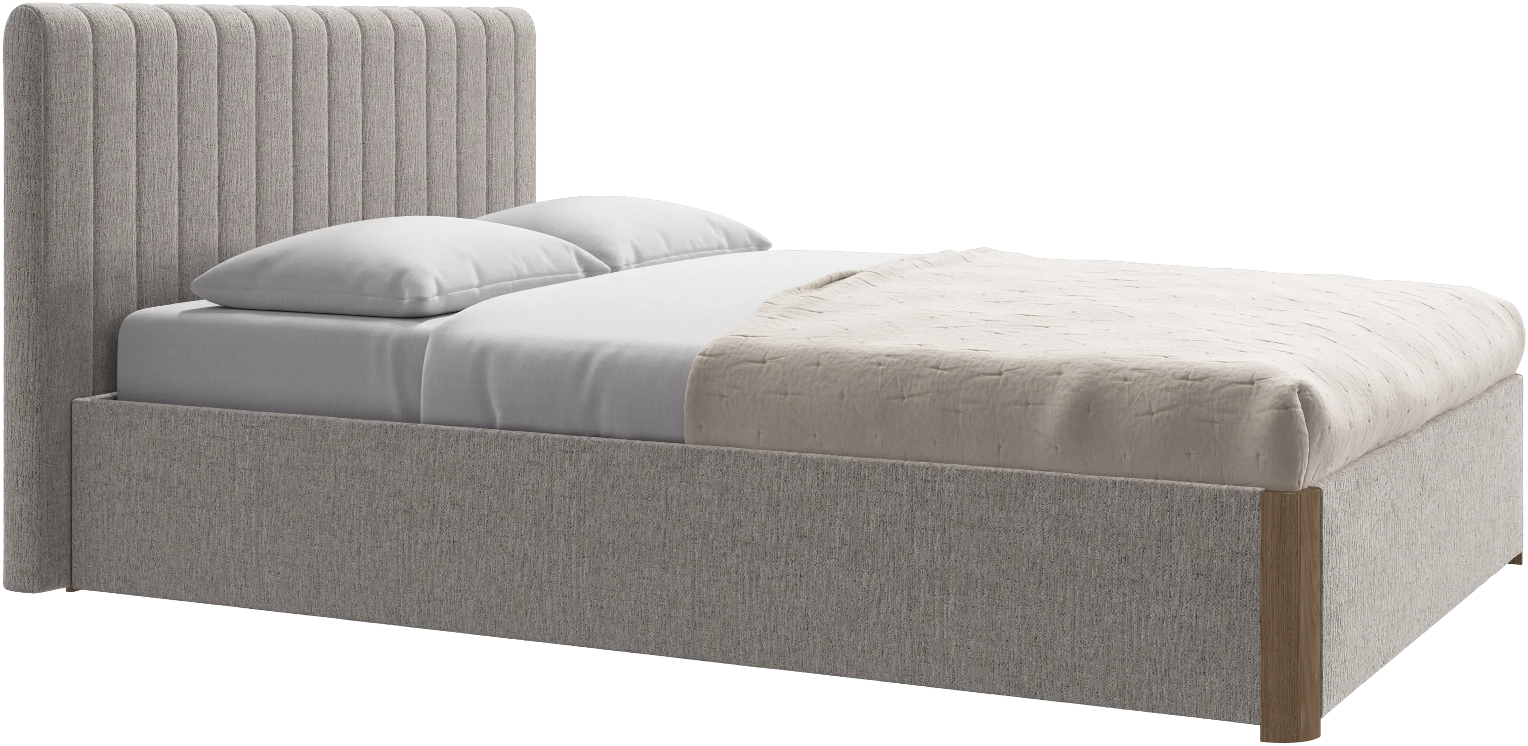 Element cama, cabecero montado en la cama, con láminas y solución de almacenamiento, excl. colchón