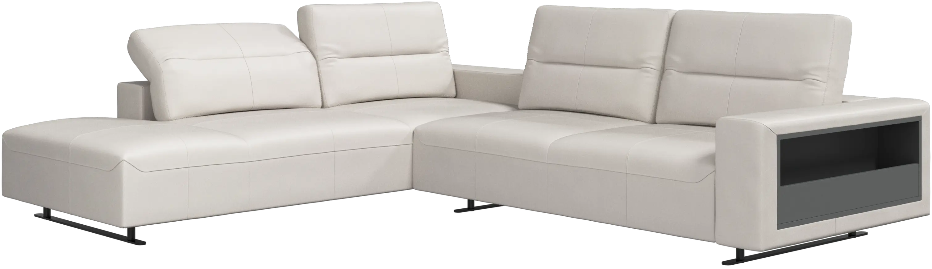 Sofá esquinero Hampton con respaldo ajustable y almacenamiento en lado derecho