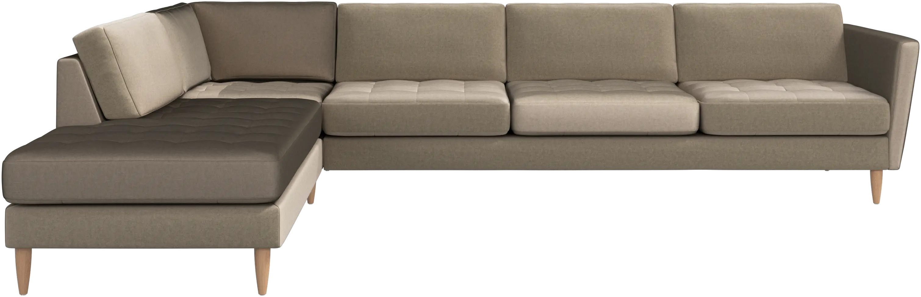 Osaka corner sofa with lounging unit, tufted seat