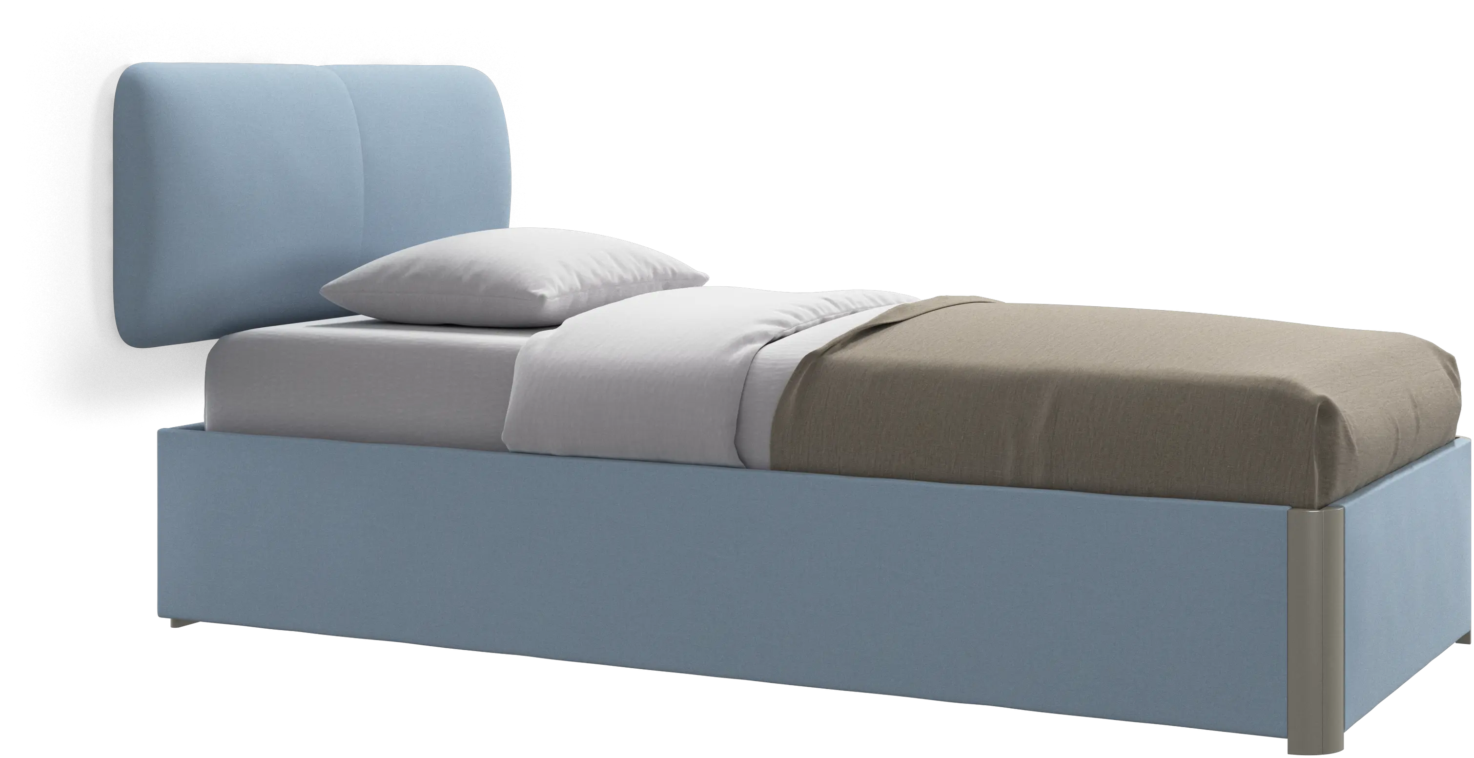 Element cama, cabecero montado en la pared, con láminas y solución de almacenamiento, excl. colchón
