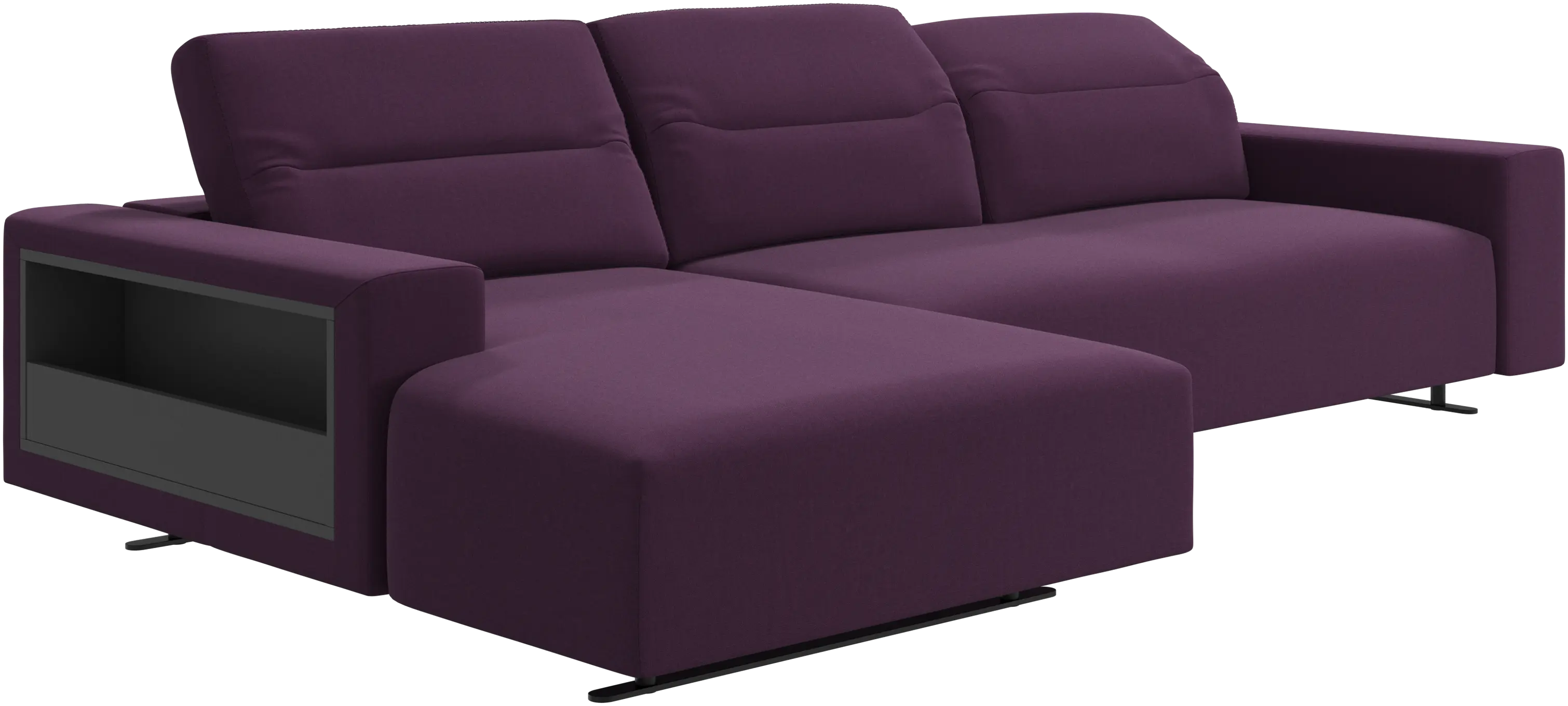 Hampton sofa with adjustable back, resting unit and storage left side
