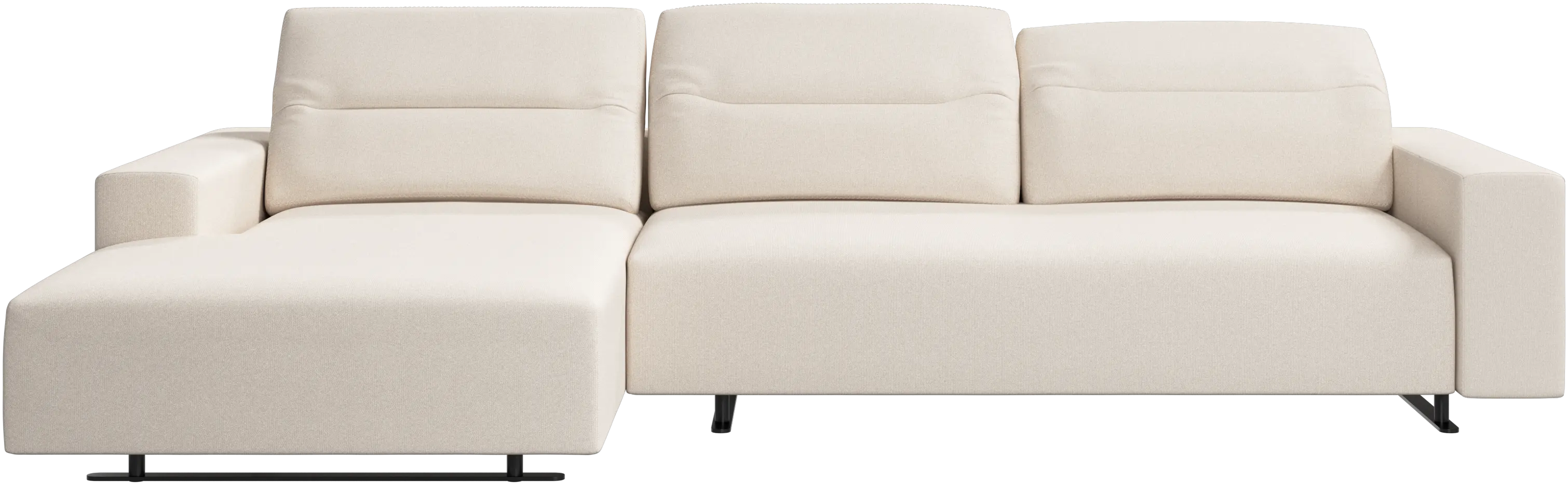 Hampton sofa with adjustable back and resting unit left side, storage right side