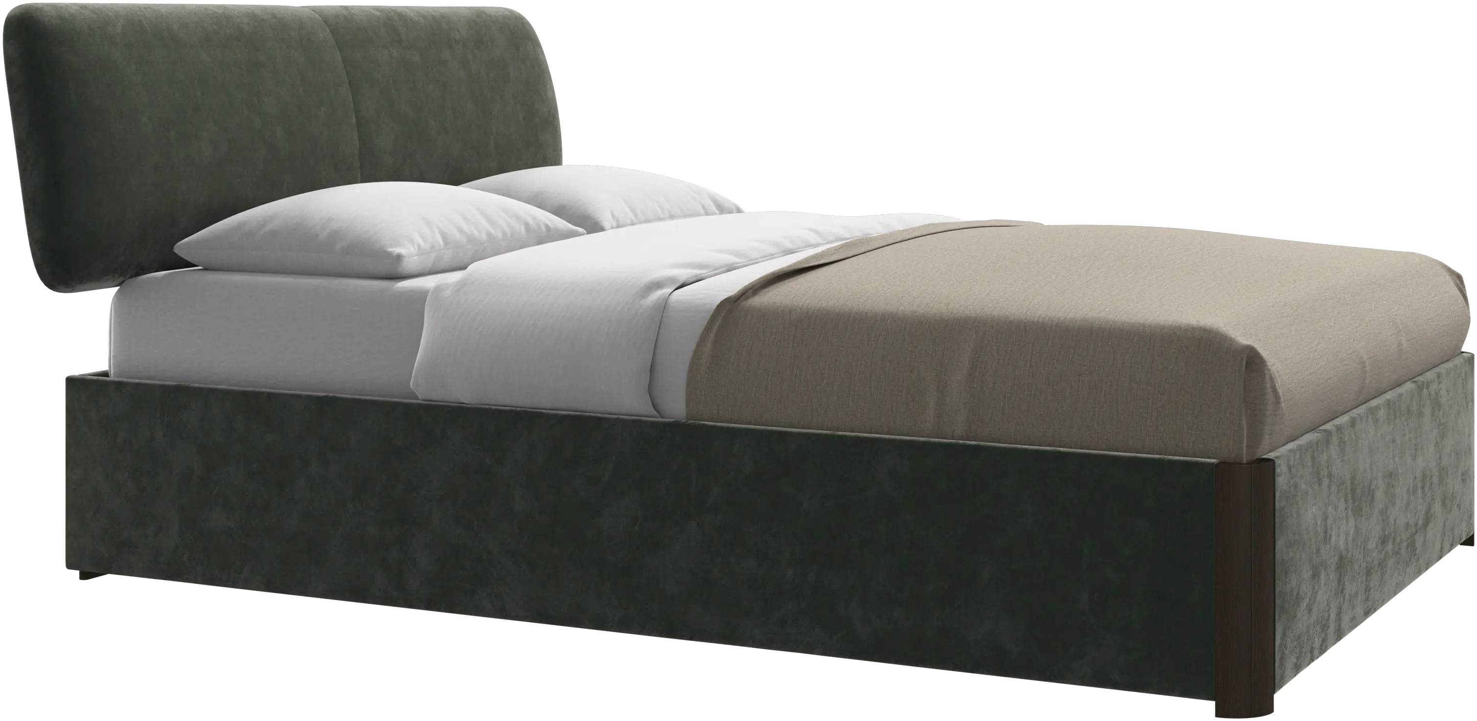 Element lit, tête de lit fixée au lit, avec lattes et solution de stockage, excl. matelas