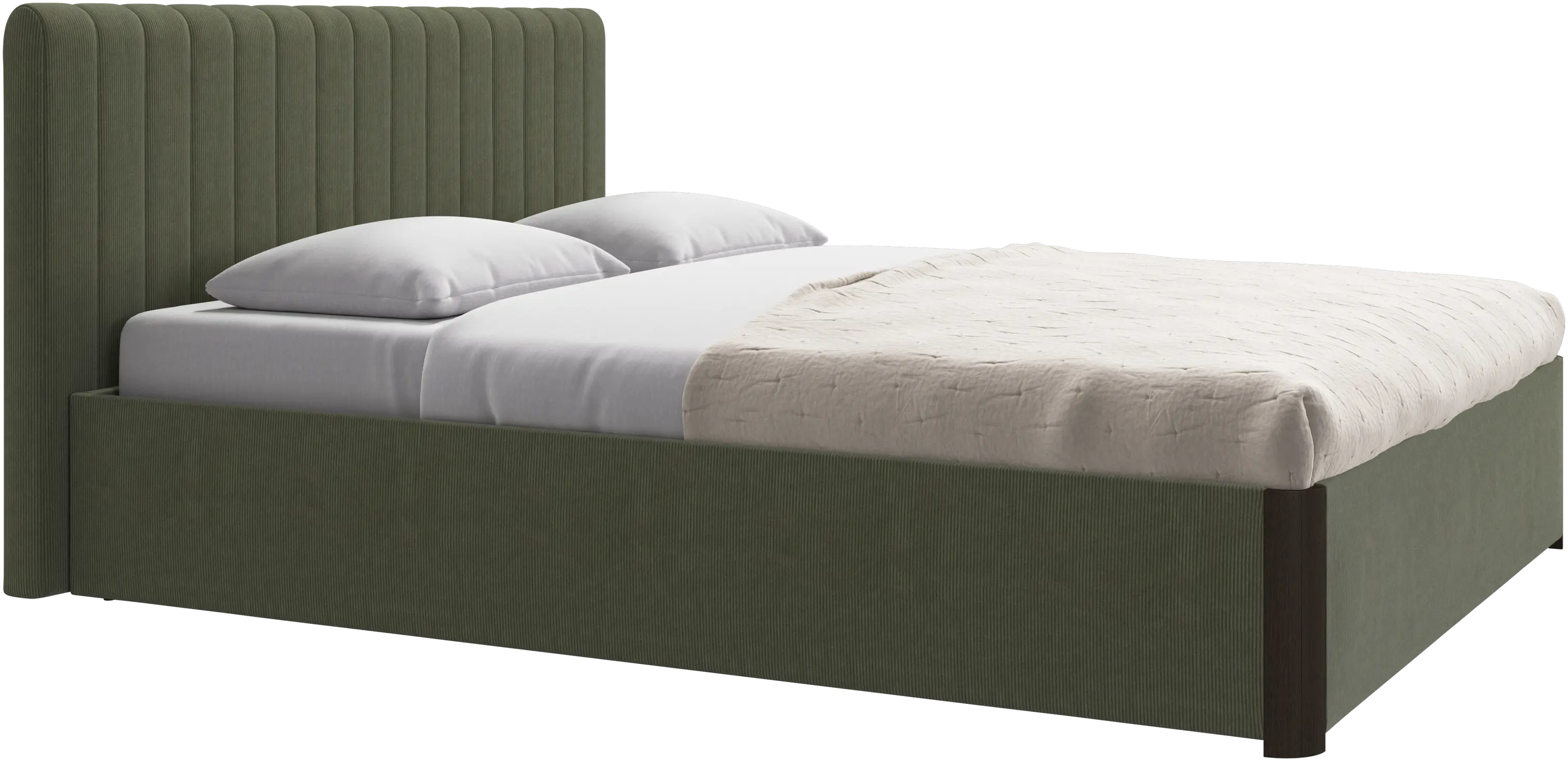 Element bed, bed-mounted headboard, with slats and storage solution, excl. mattress