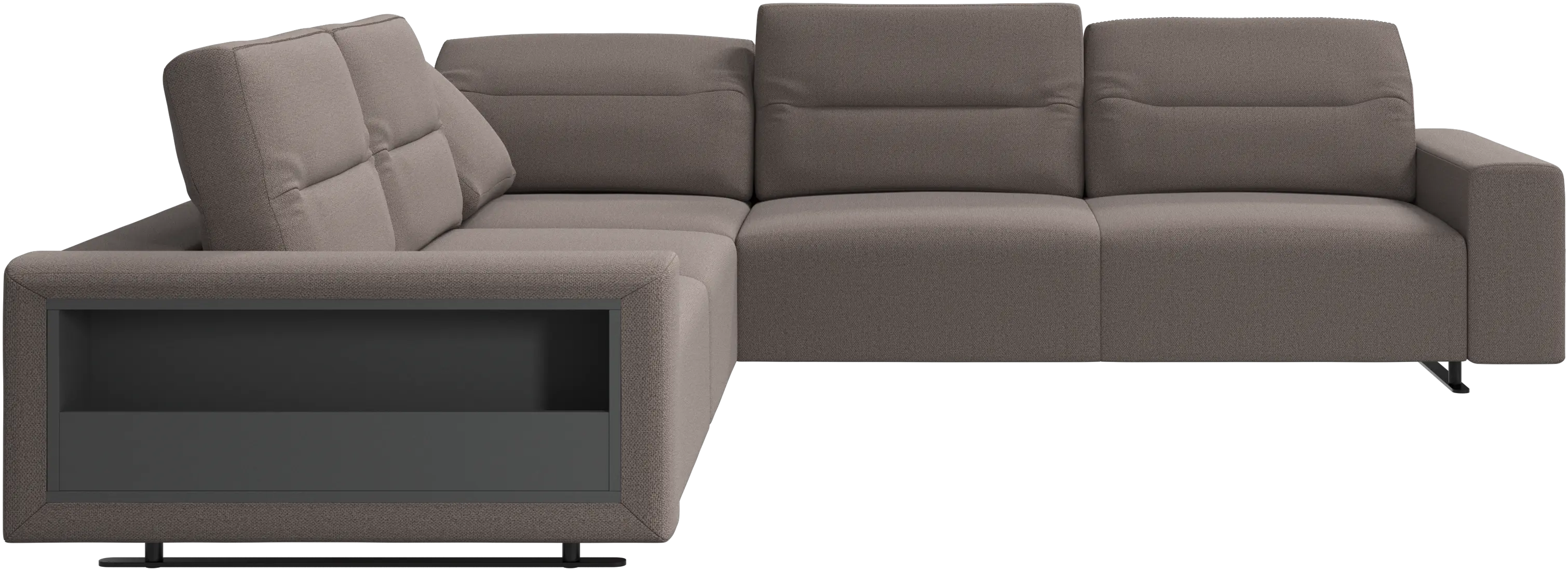 Hampton corner sofa with adjustable back and storage on left side