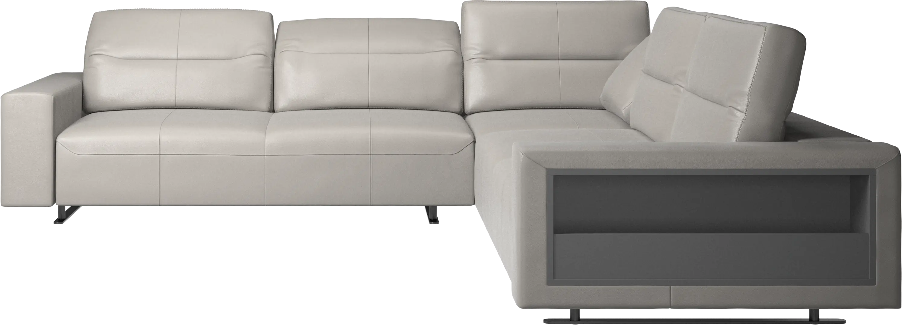 Hampton corner sofa with adjustable back and storage on right side