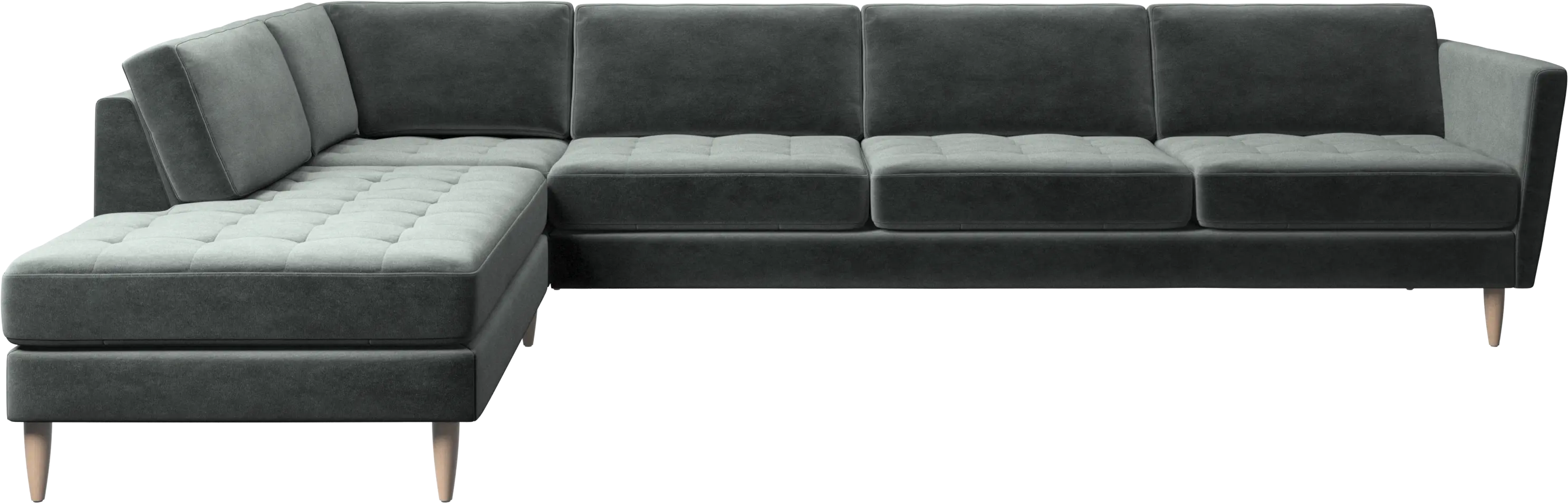 Osaka corner sofa with lounging unit, tufted seat