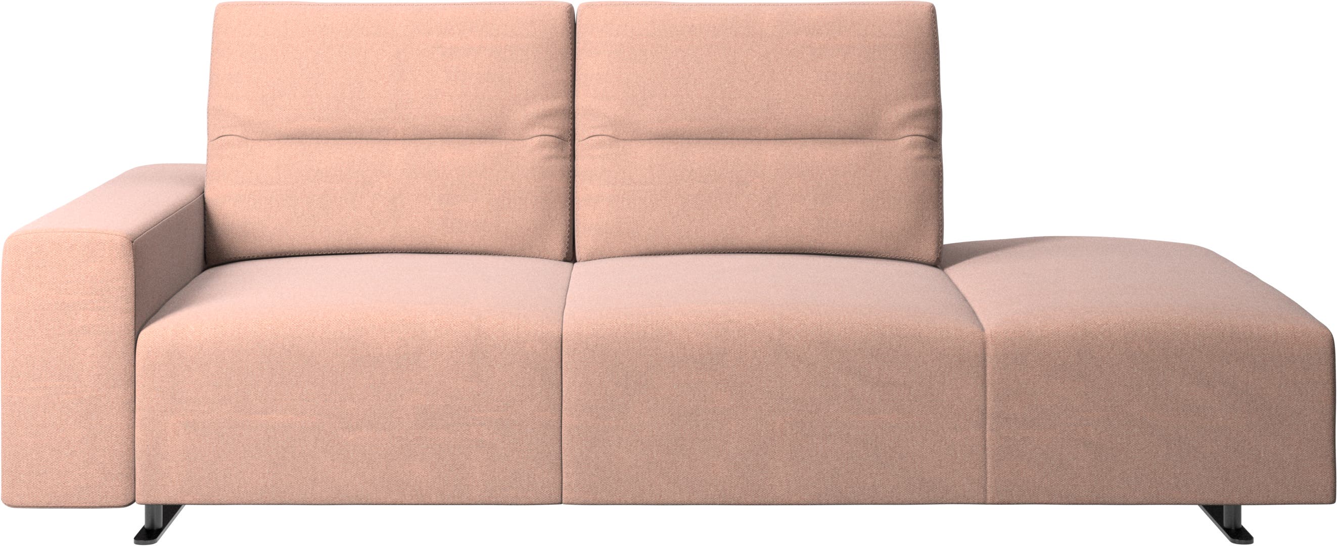 Hampton-sohva säädettävällä selkänojalla ja avopääty oikealla, vasemmanpuoleinen käsinoja