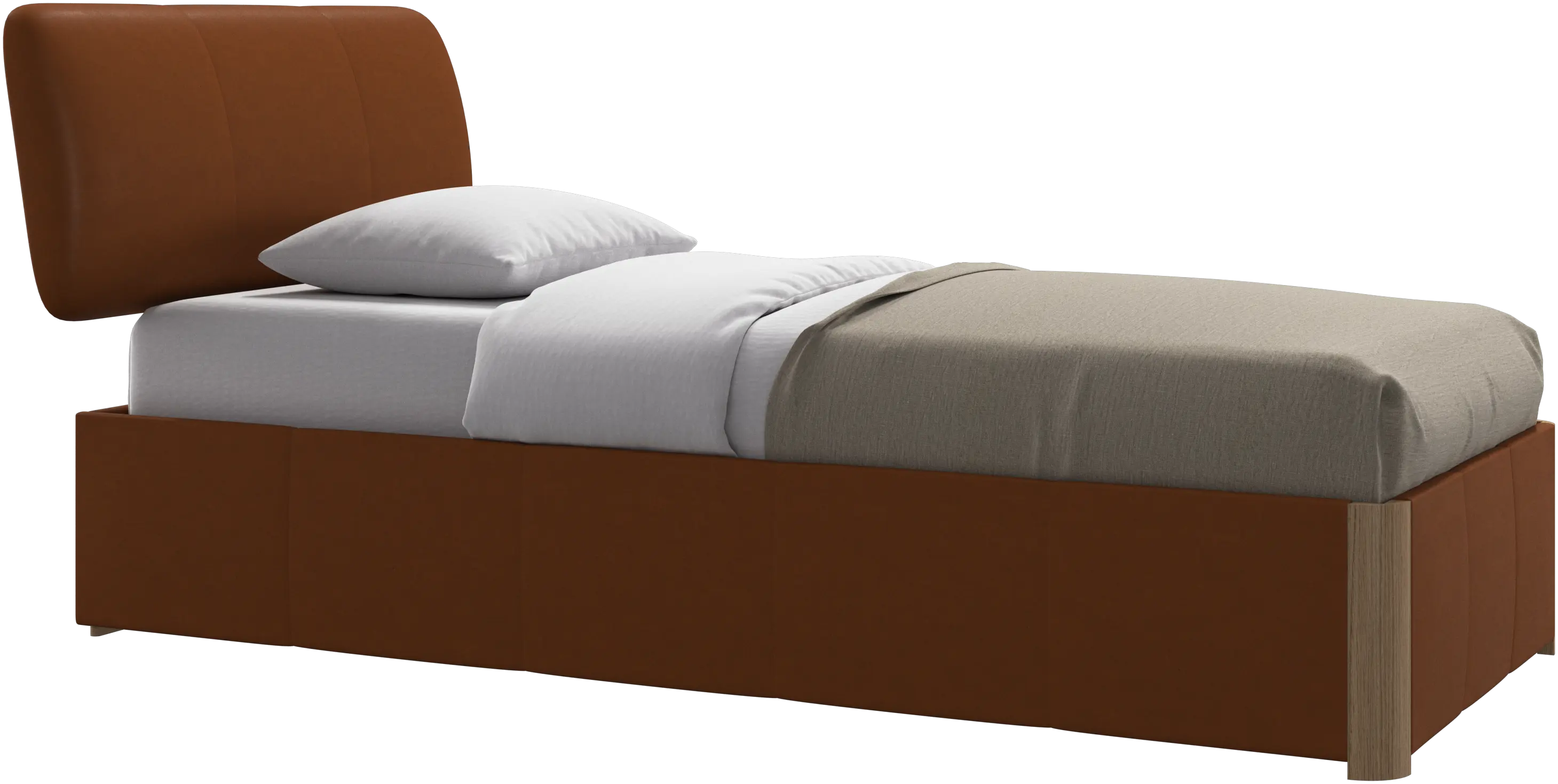 Element lit, tête de lit fixée au lit, avec lattes et solution de stockage, excl. matelas