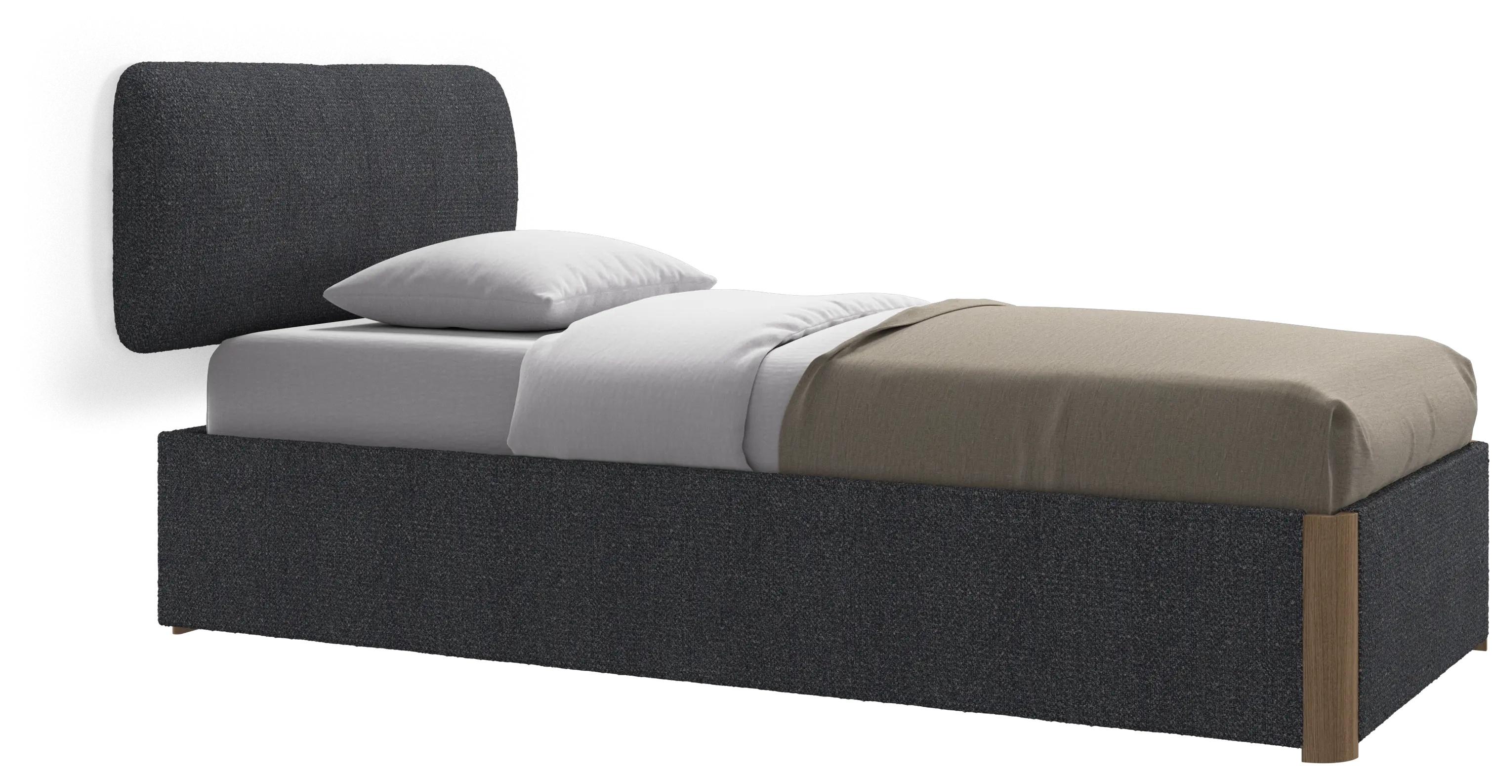 Element bed, wall-mounted headboard, with slats and storage solution, excl. mattress