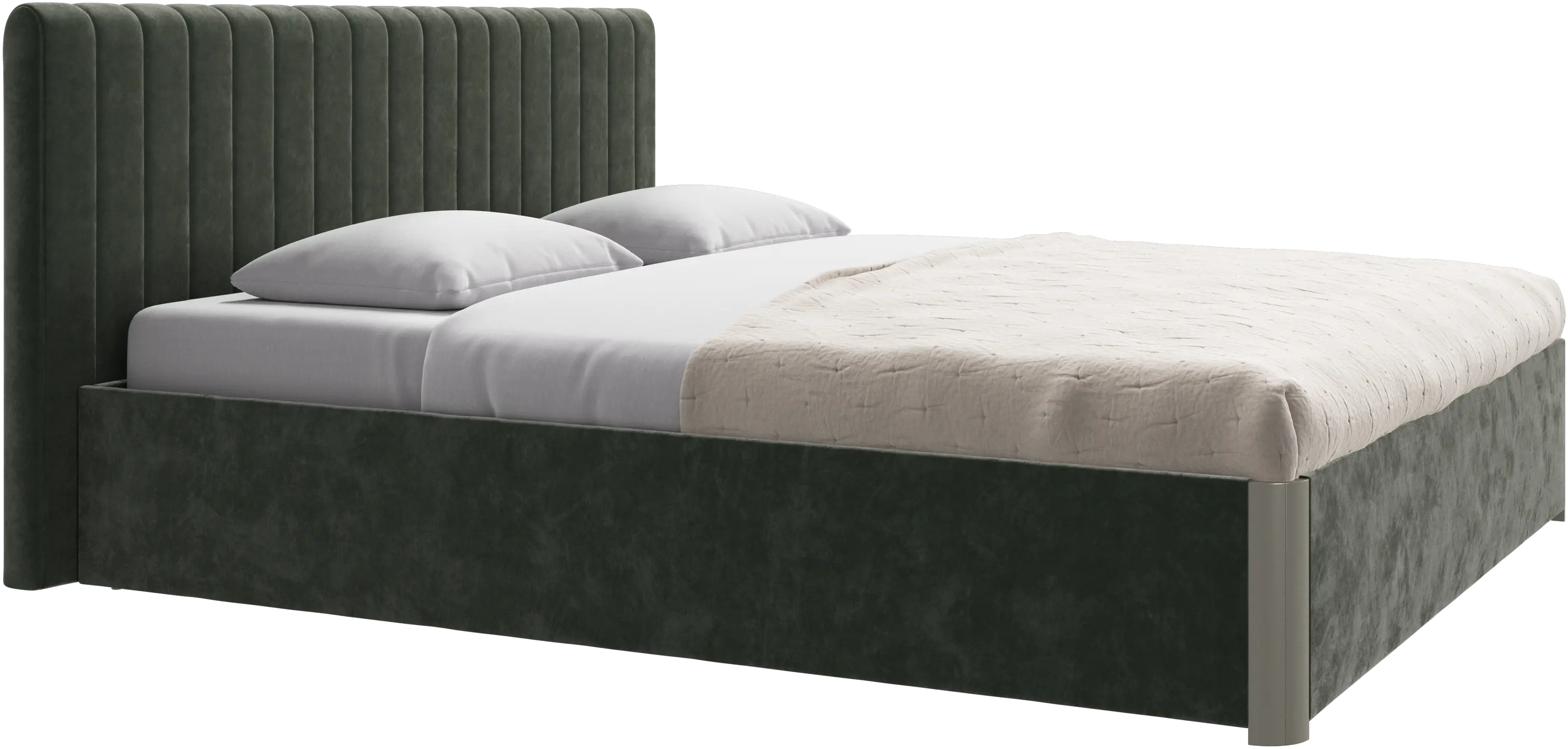 Element bed, bed-mounted headboard, with slats and storage solution, excl. mattress