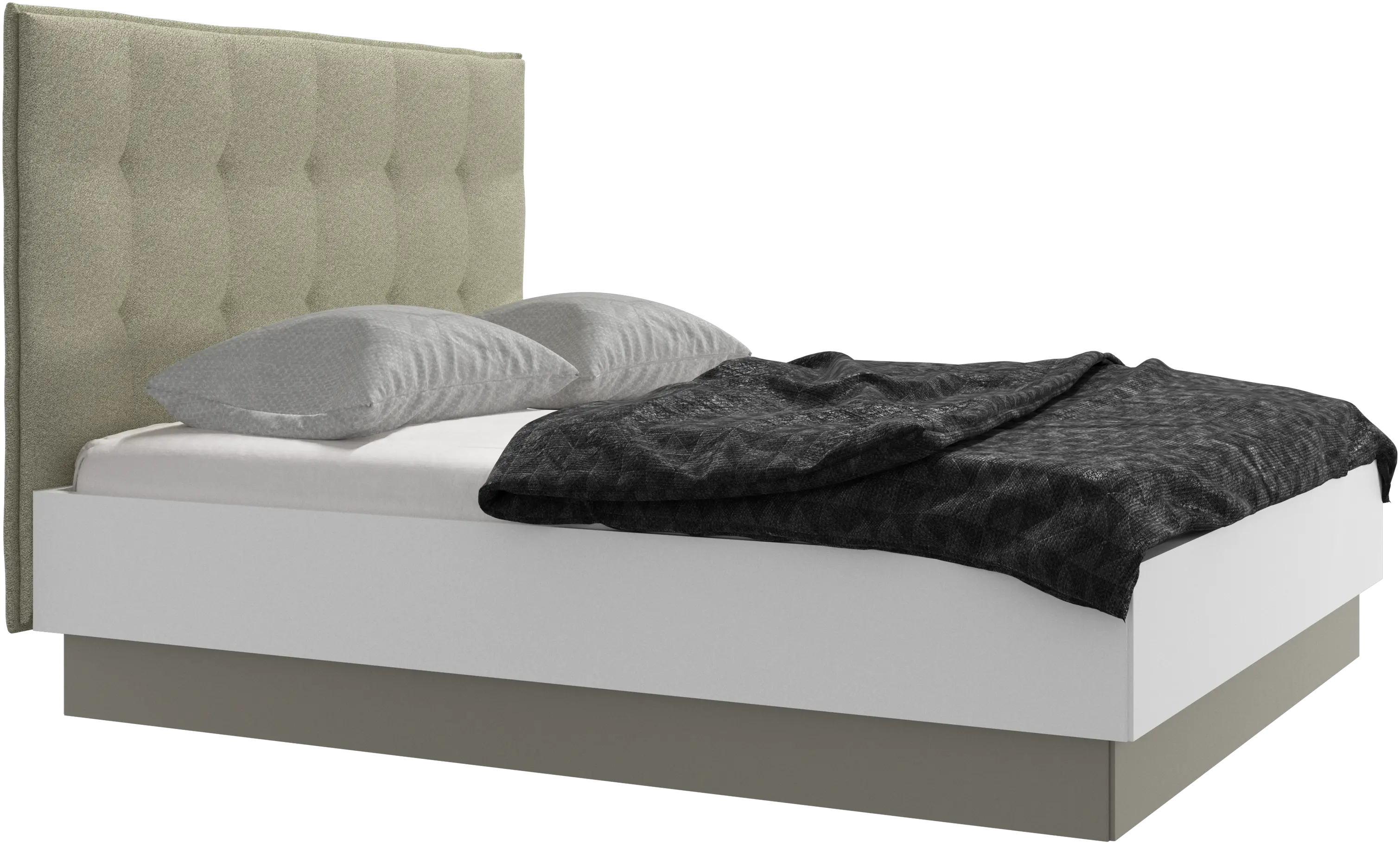 Lit Lugano avec rangement intégré, sommier inclus, hors matelas