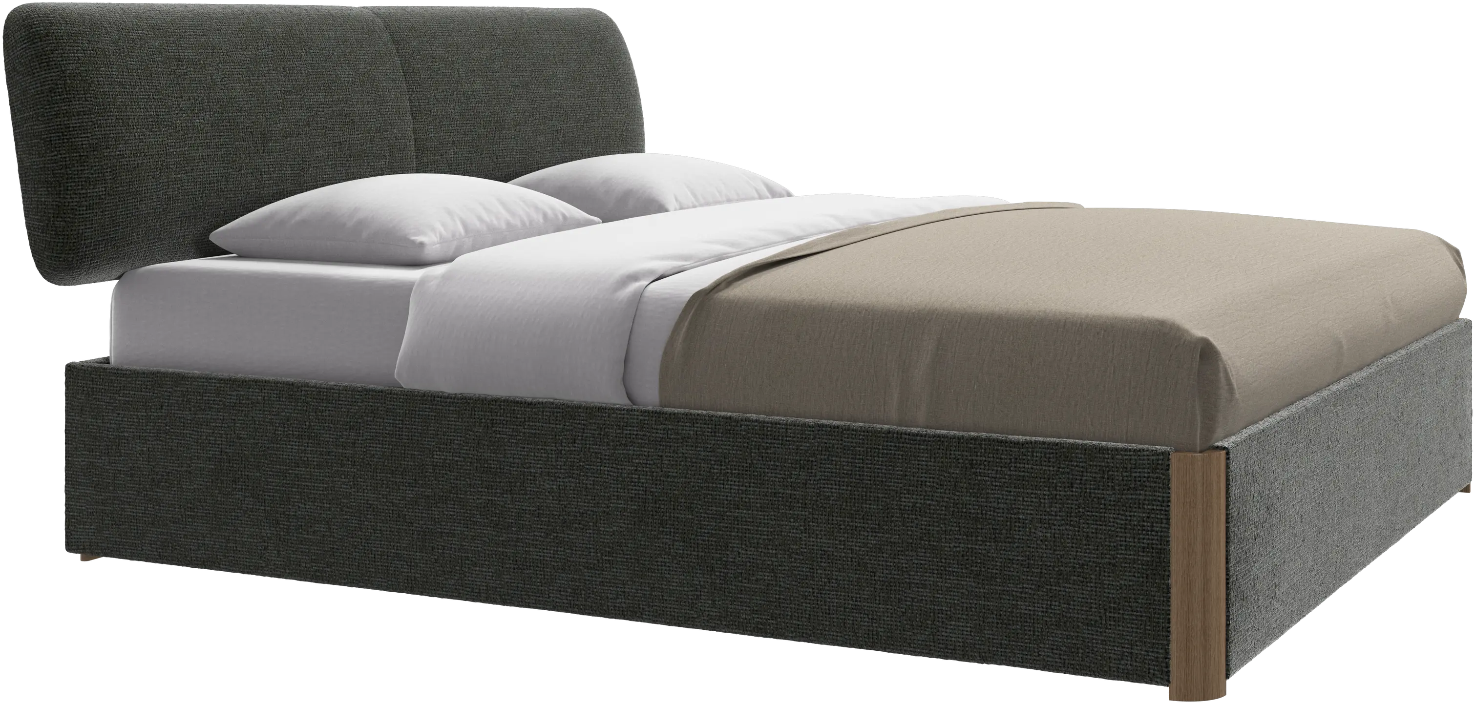 Element bed, bed-mounted headboard, with slats and storage solution, excl. mattress