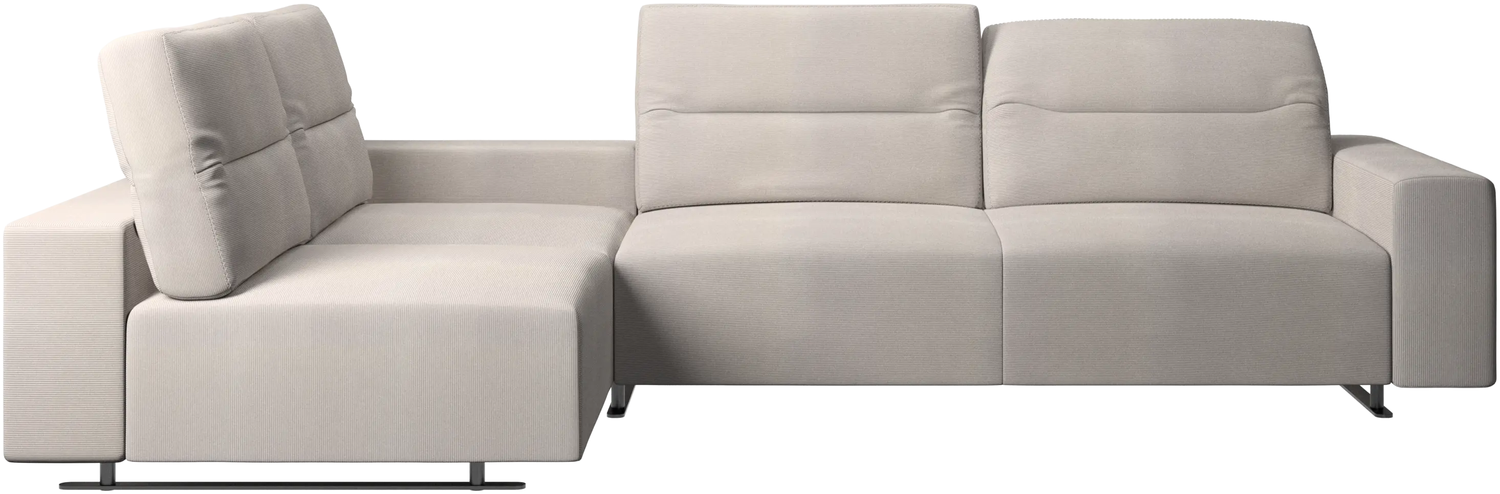 Hampton corner sofa with adjustable back and storage on right side