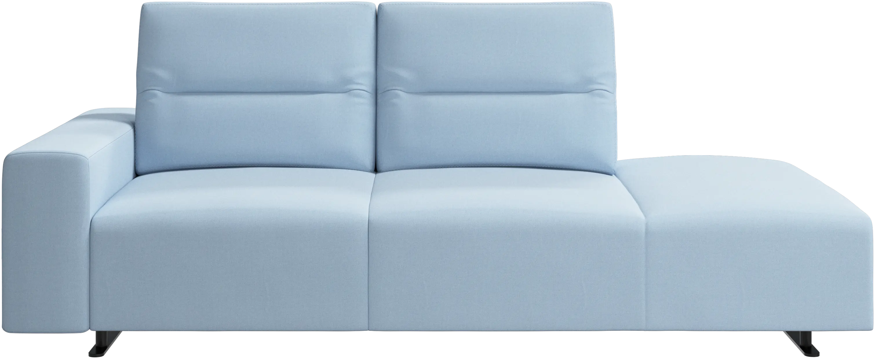 Hampton sofa with adjustable back and lounging unit right side, armrest left