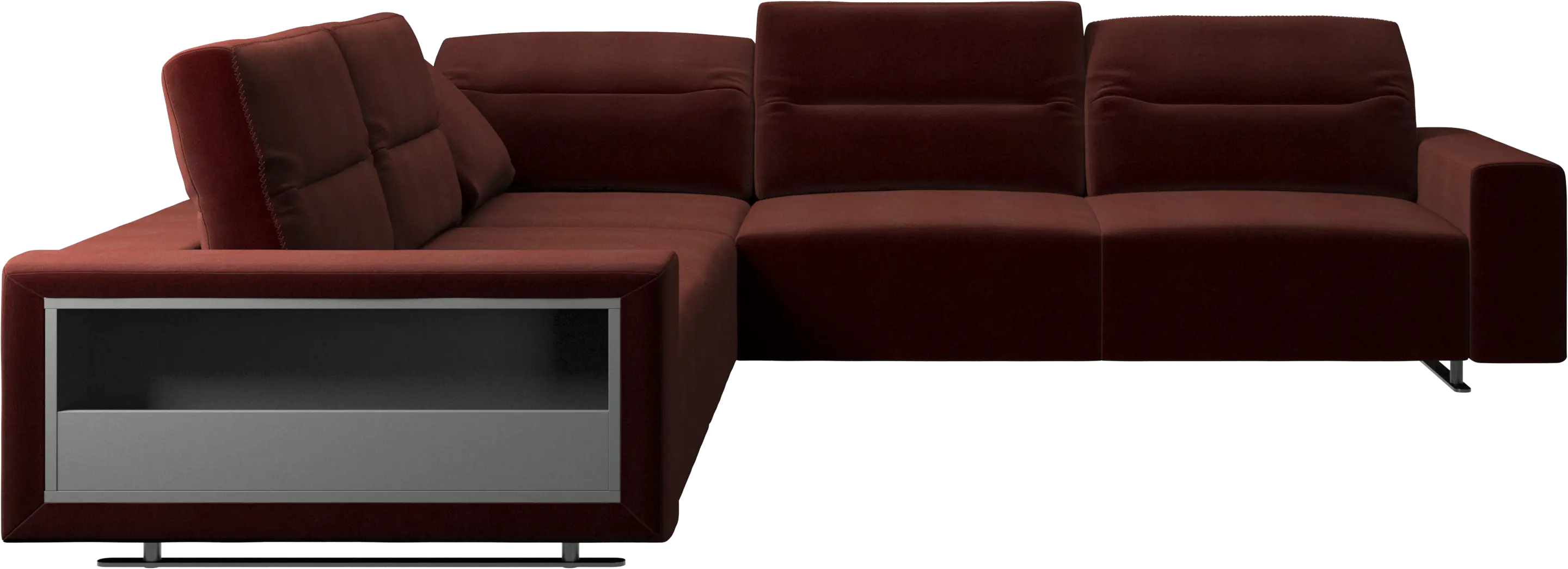 Hampton corner sofa with adjustable back and storage on left side