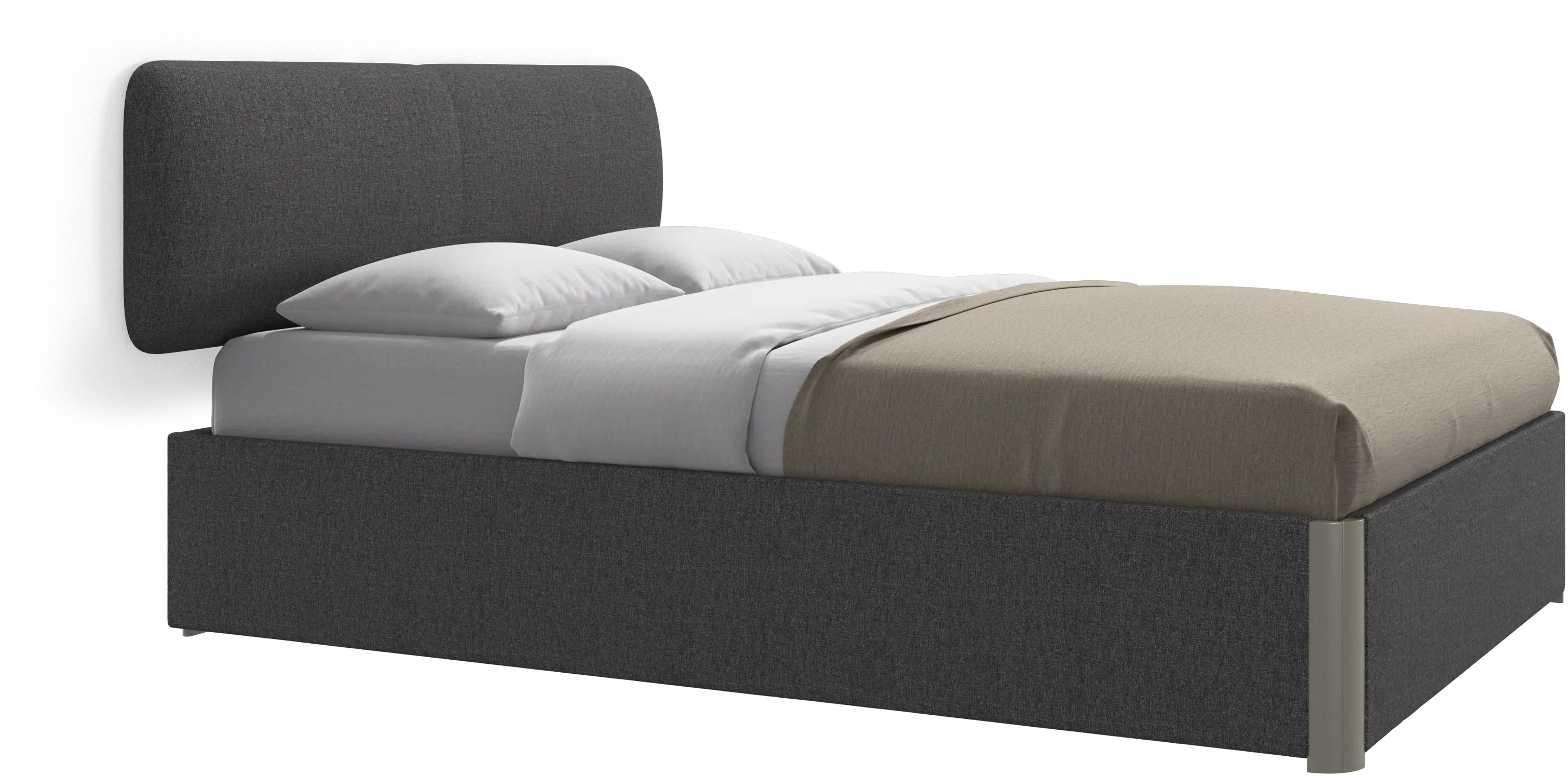 Element bed, wall-mounted headboard, with slats and storage solution, excl. mattress