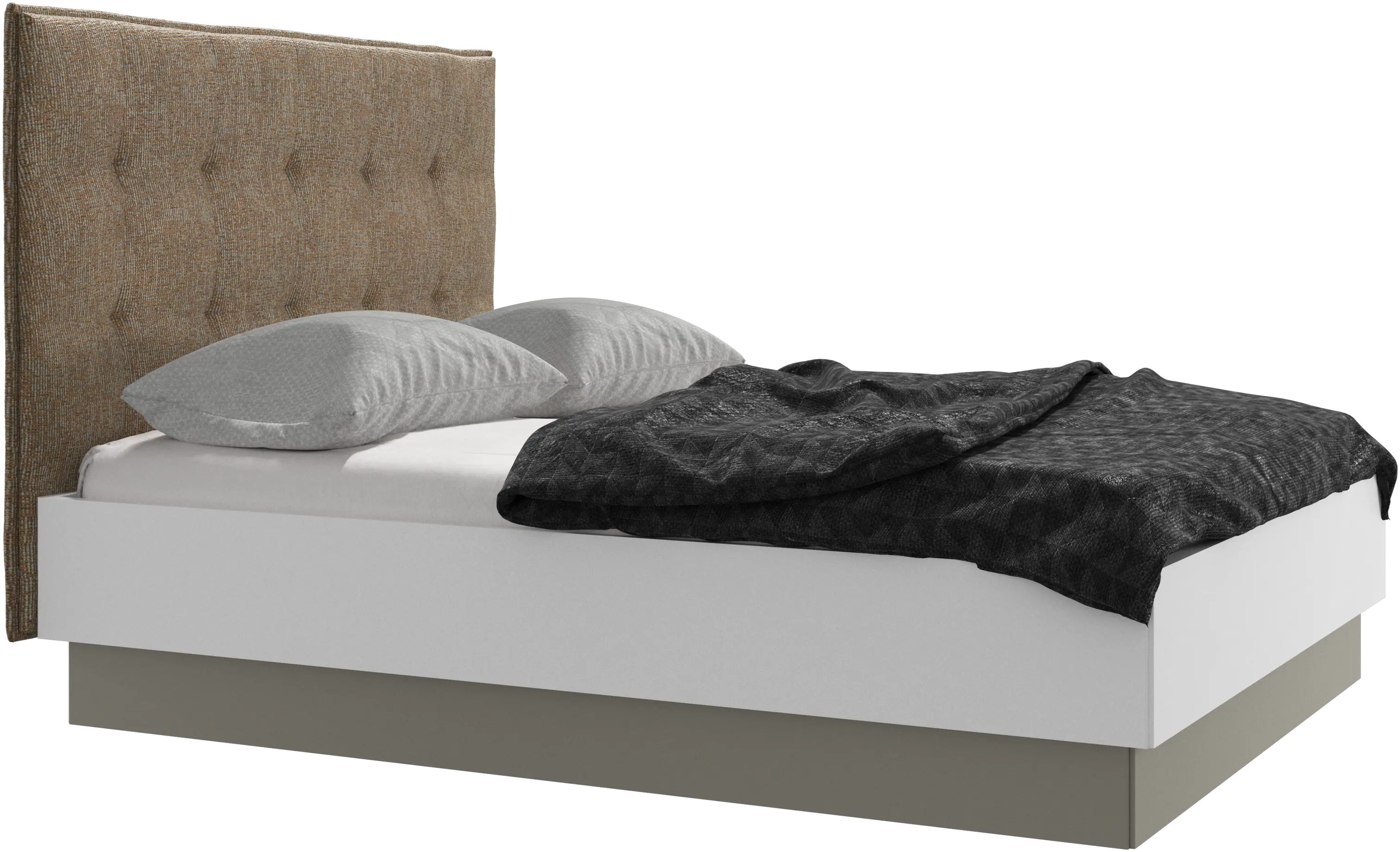 Lit Lugano avec rangement intégré, sommier inclus, hors matelas