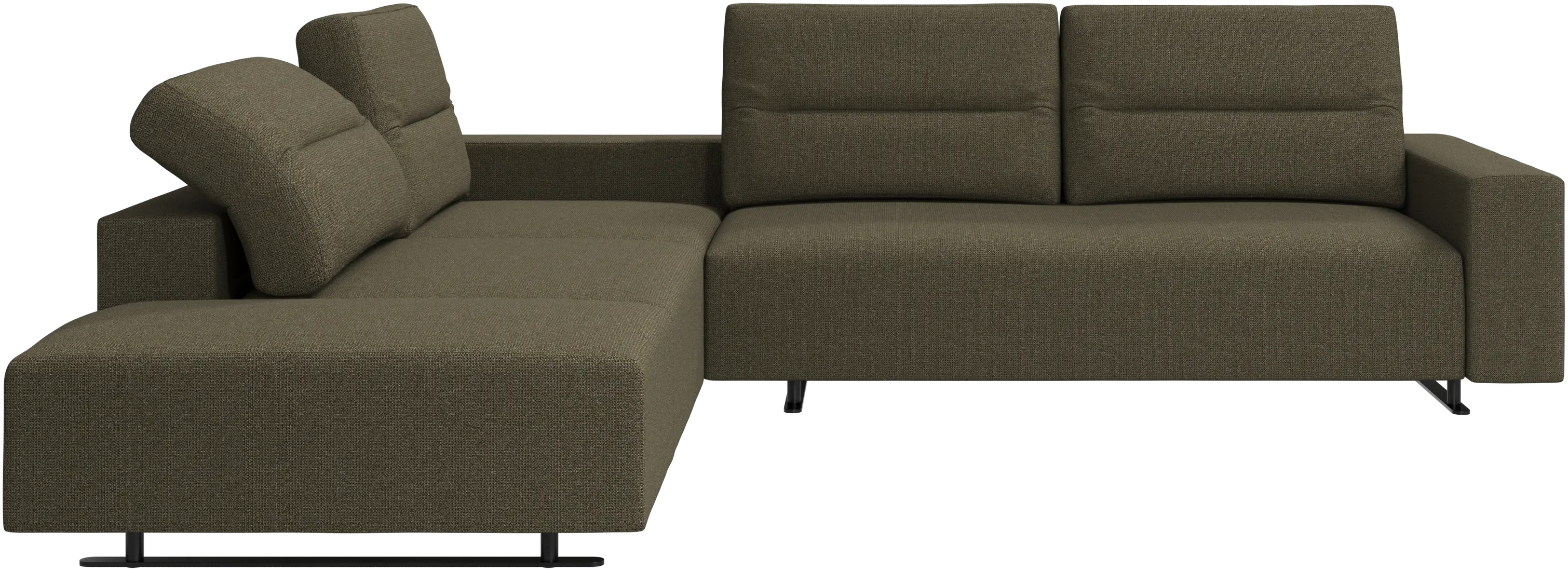 Hampton corner sofa with adjustable back and storage on right side