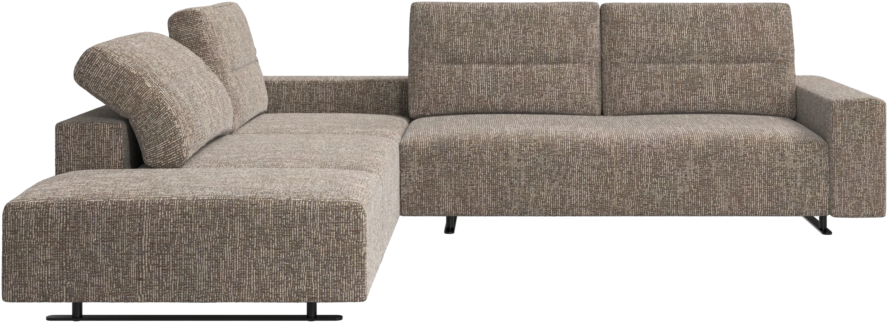 Hampton corner sofa with adjustable back and storage on right side