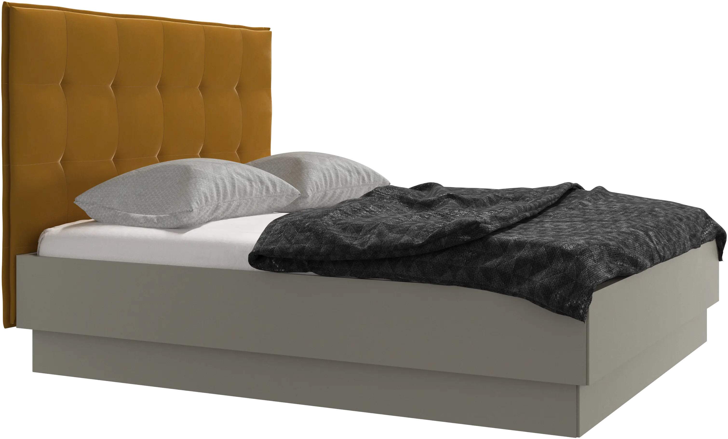 Lit Lugano avec rangement intégré, sommier inclus, hors matelas