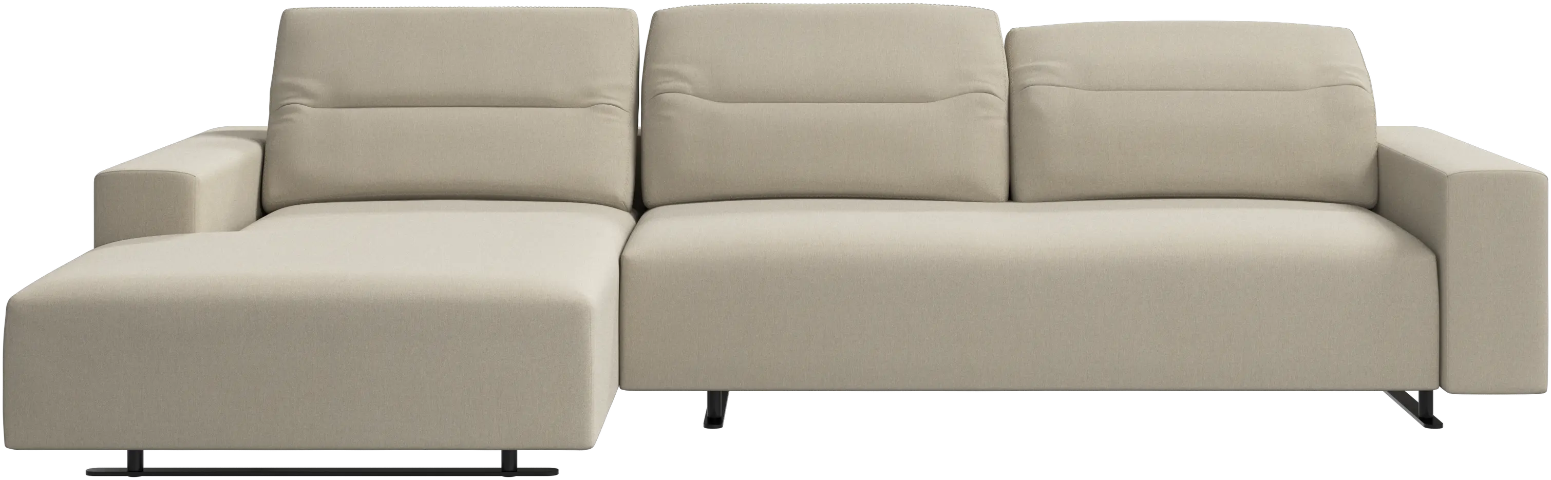Hampton sofa with adjustable back and resting unit left side, storage right side