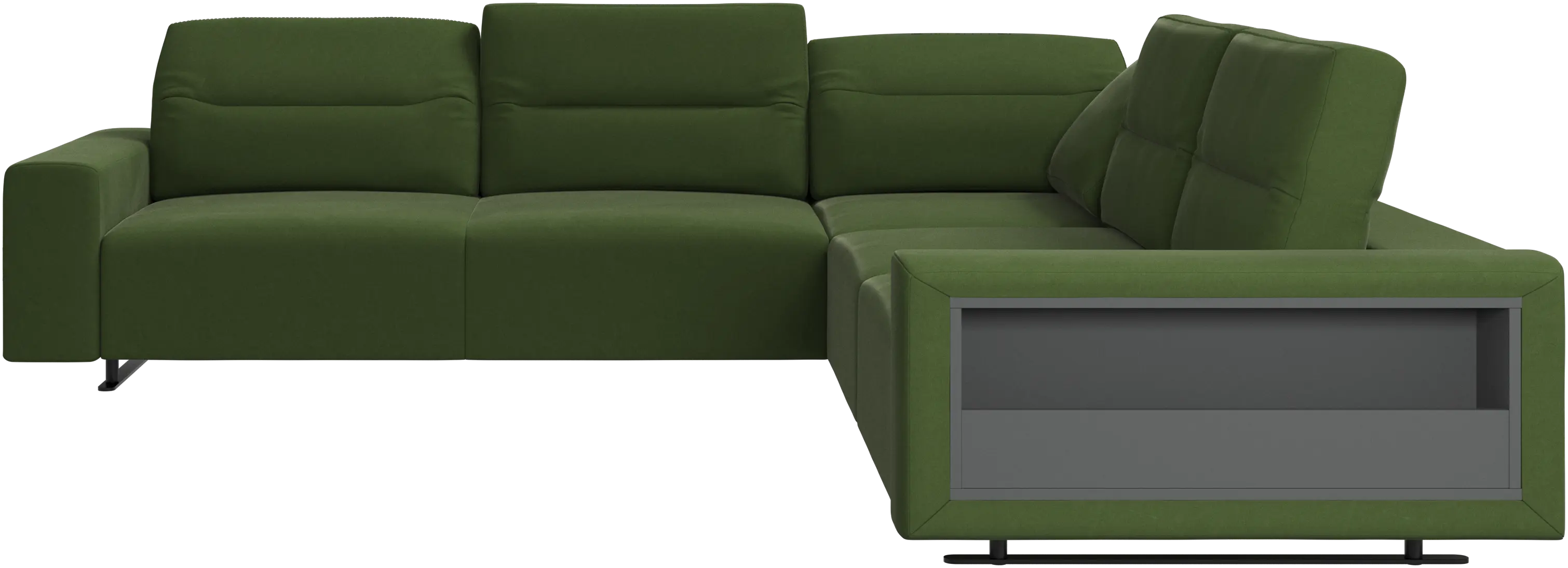 Hampton corner sofa with adjustable back and storage on right side