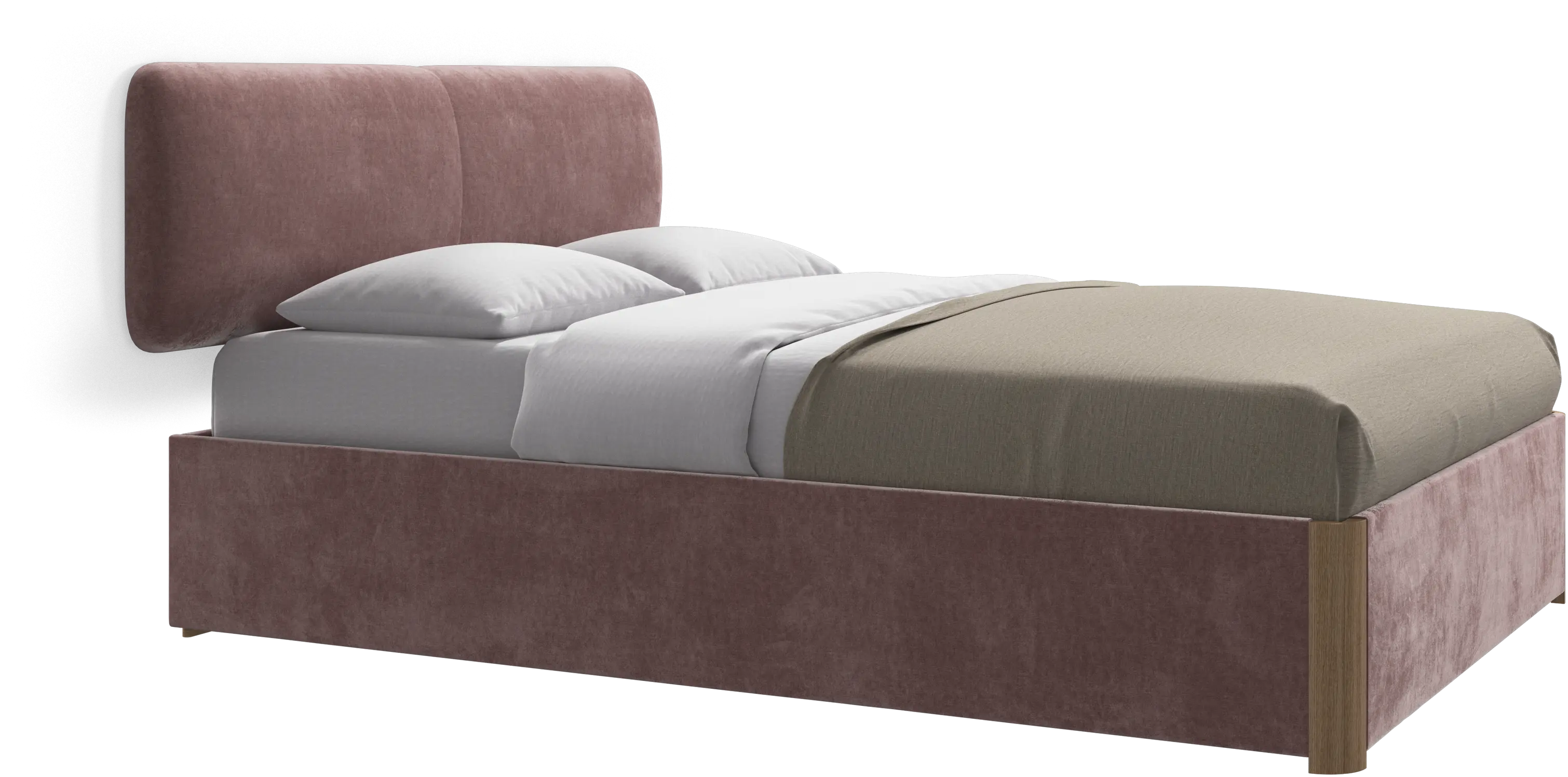 Element cama, cabecero montado en la pared, con láminas y solución de almacenamiento, excl. colchón