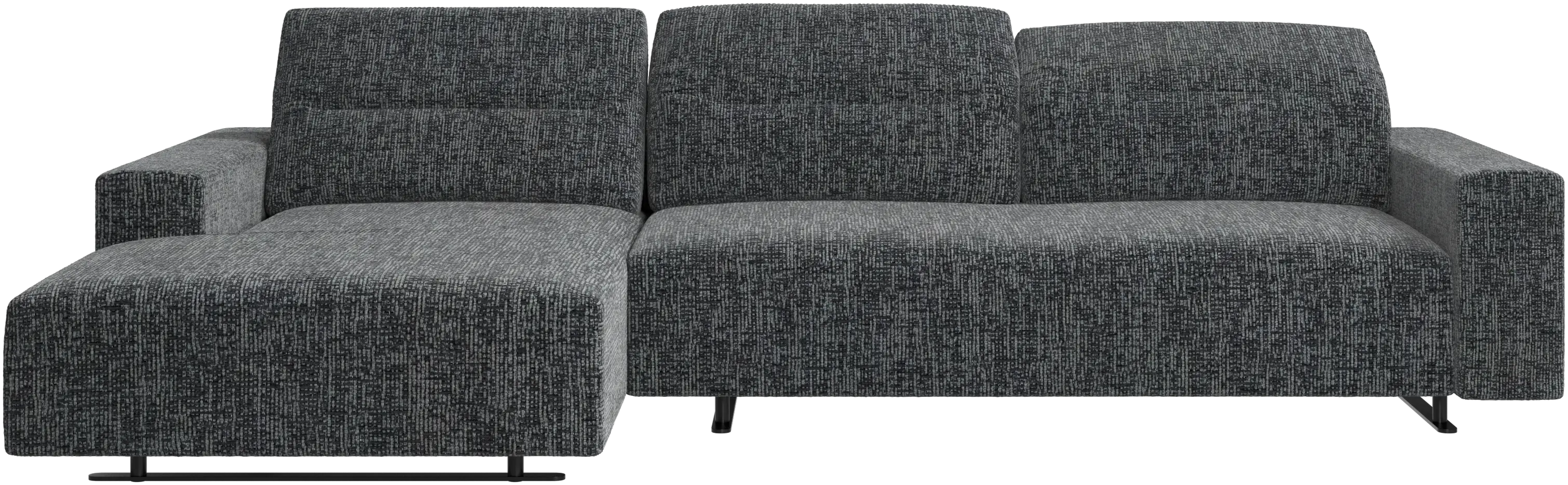 Hampton sofa with adjustable back and resting unit left side, storage right side