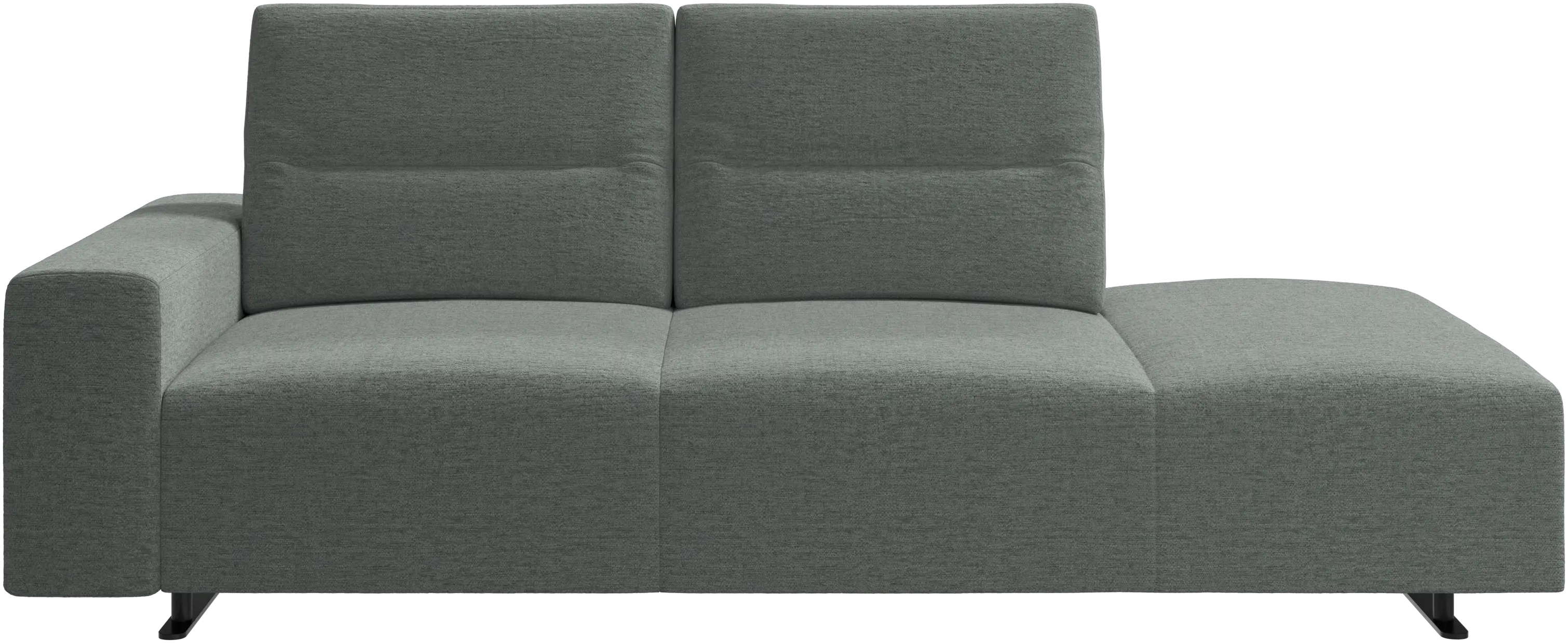 Hampton sofa with adjustable back and lounging unit right side, armrest left