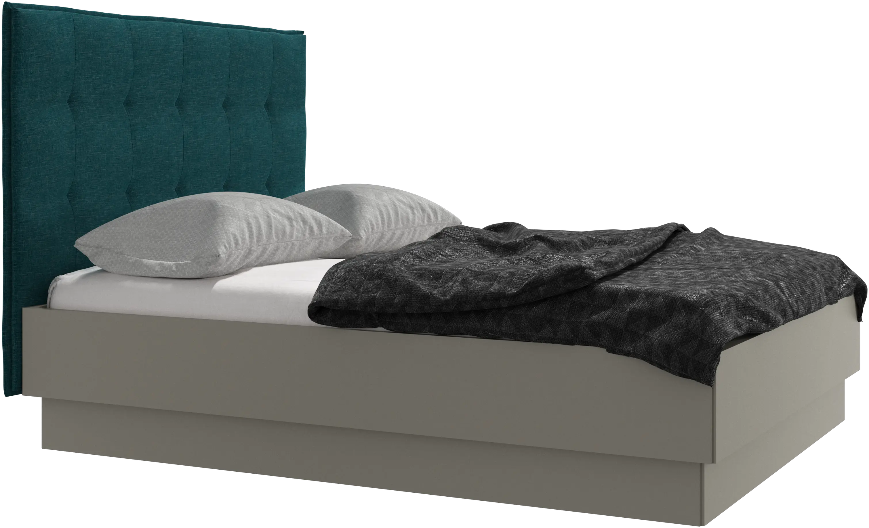 Lit Lugano avec rangement intégré, sommier inclus, hors matelas