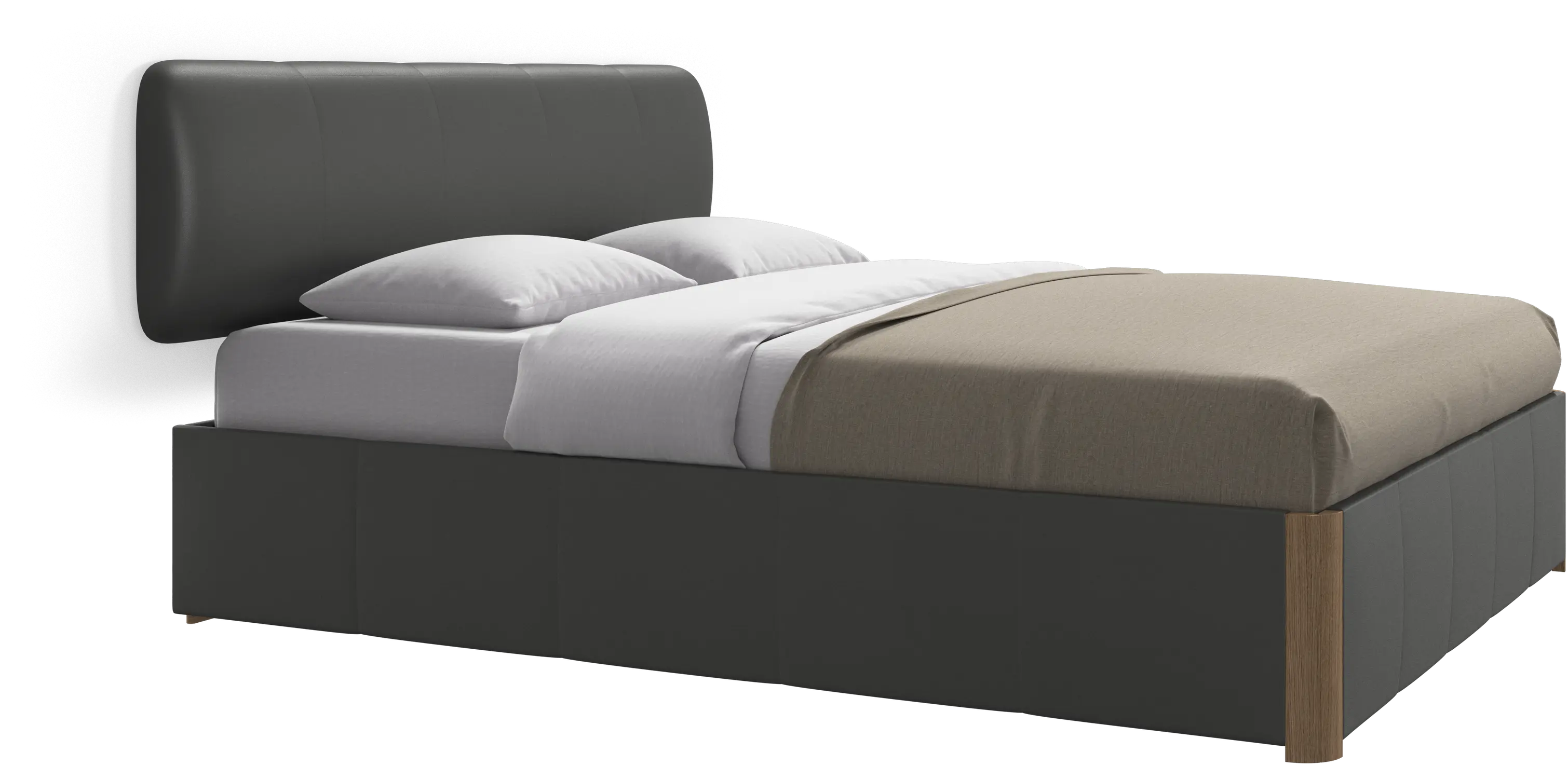 Element cama, cabecero montado en la pared, con láminas y solución de almacenamiento, excl. colchón