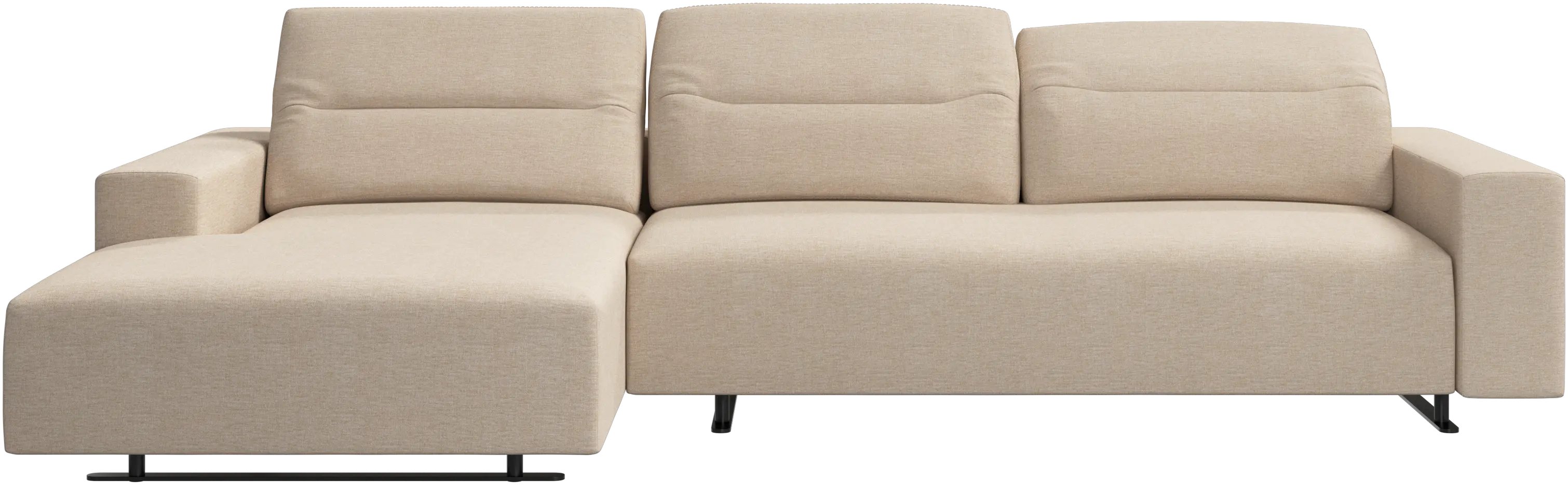Hampton sofa with adjustable back and resting unit left side, storage right side
