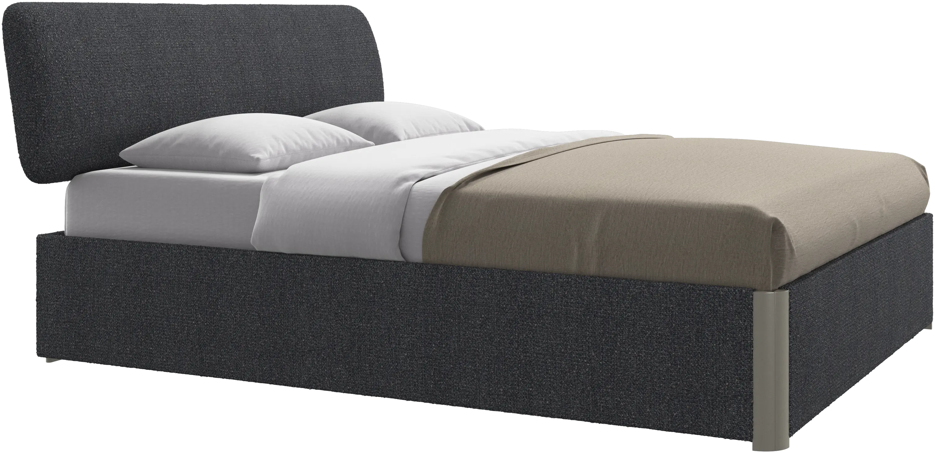 Element bed, bed-mounted headboard, with slats and storage solution, excl. mattress