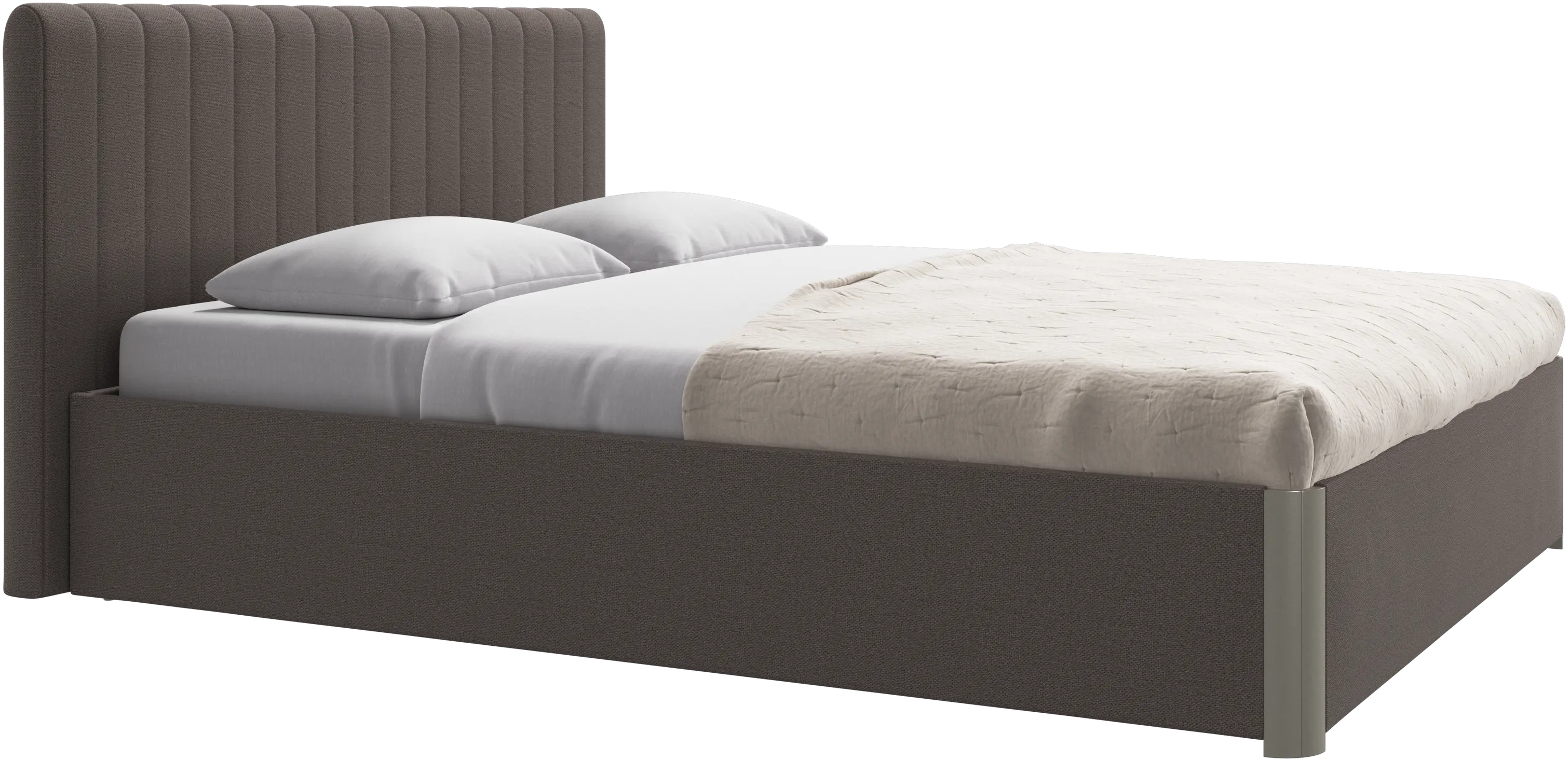 Element cama, cabecero montado en la cama, con láminas y solución de almacenamiento, excl. colchón
