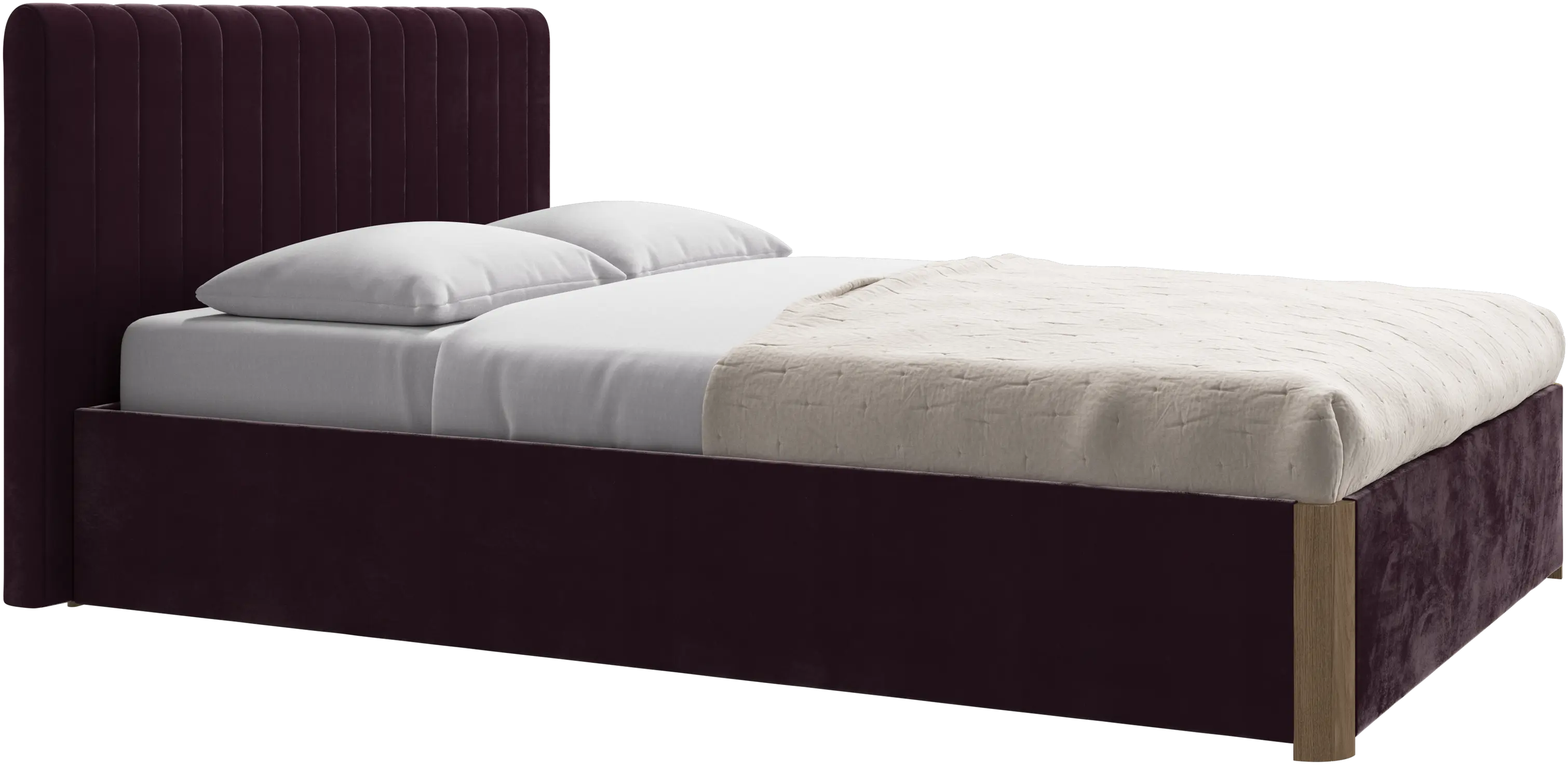 Element bed, bed-mounted headboard, with slats and storage solution, excl. mattress
