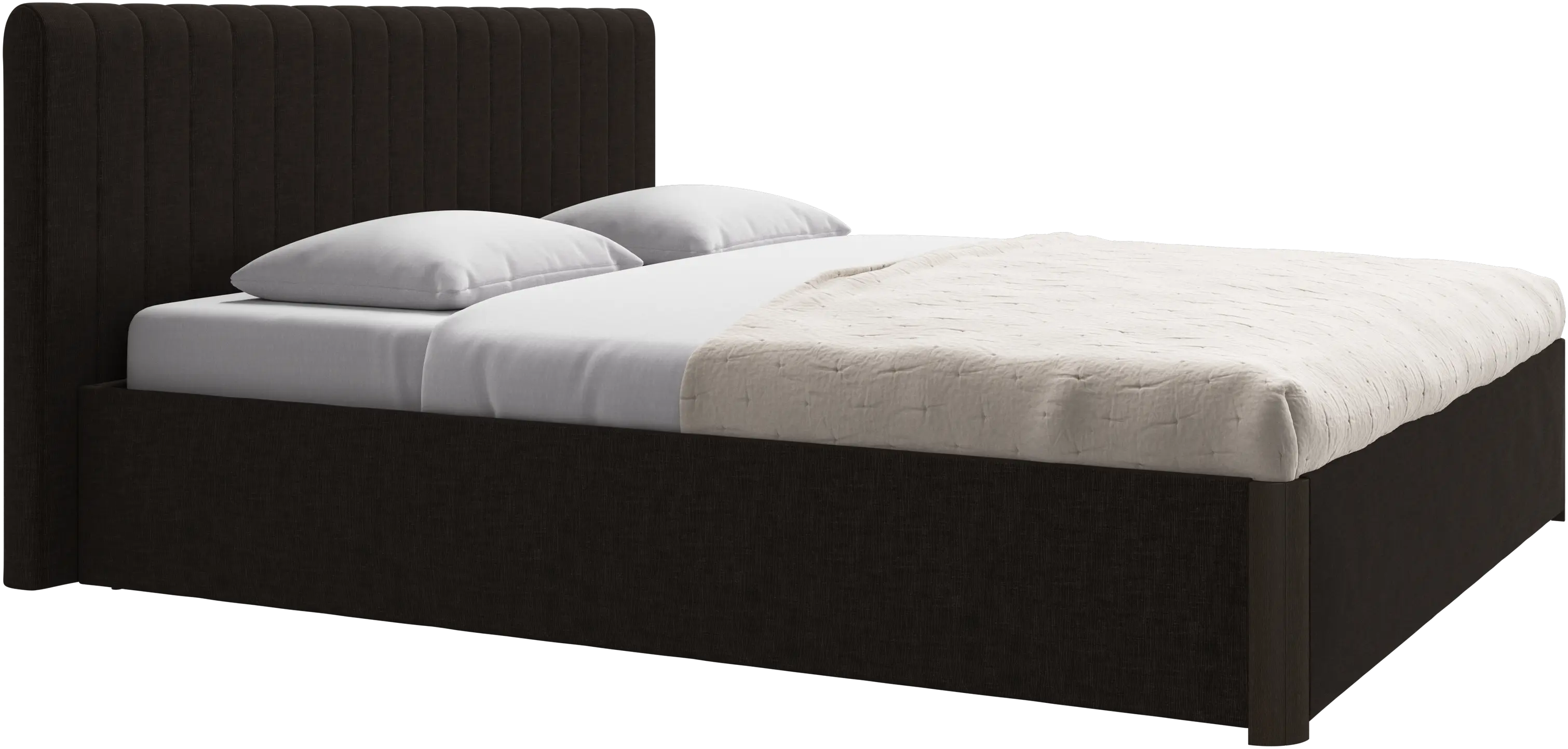 Element lit, tête de lit fixée au lit, avec lattes et solution de stockage, excl. matelas